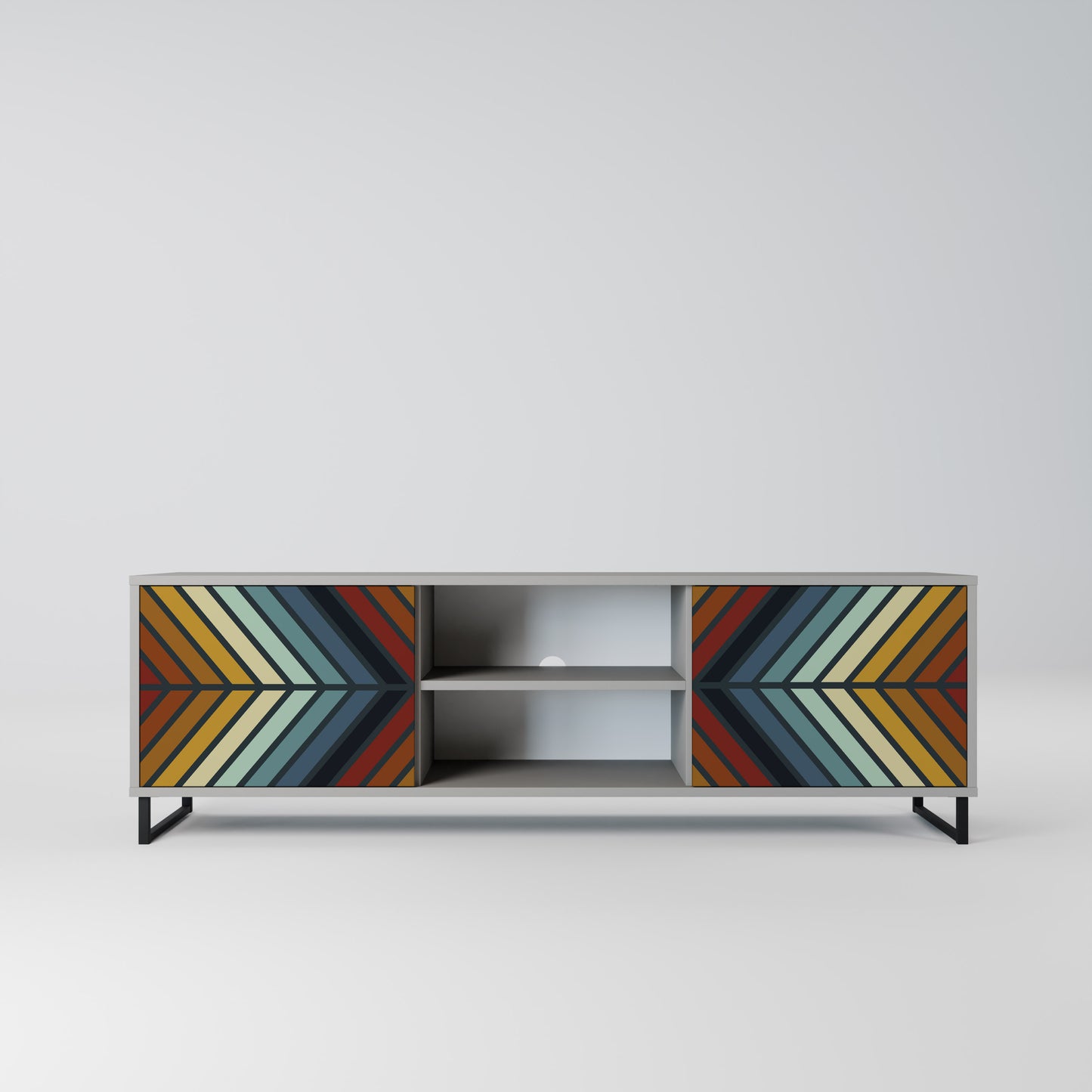 INDIGENOUS ZIGZAG 2-dörrars TV-bänk i grå finish