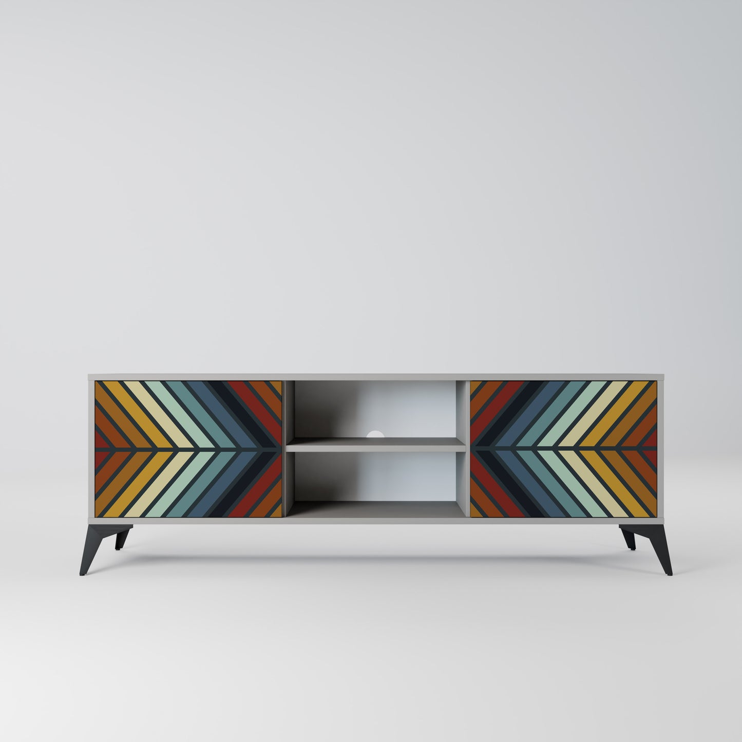 INDIGENOUS ZIGZAG 2-dörrars TV-bänk i grå finish