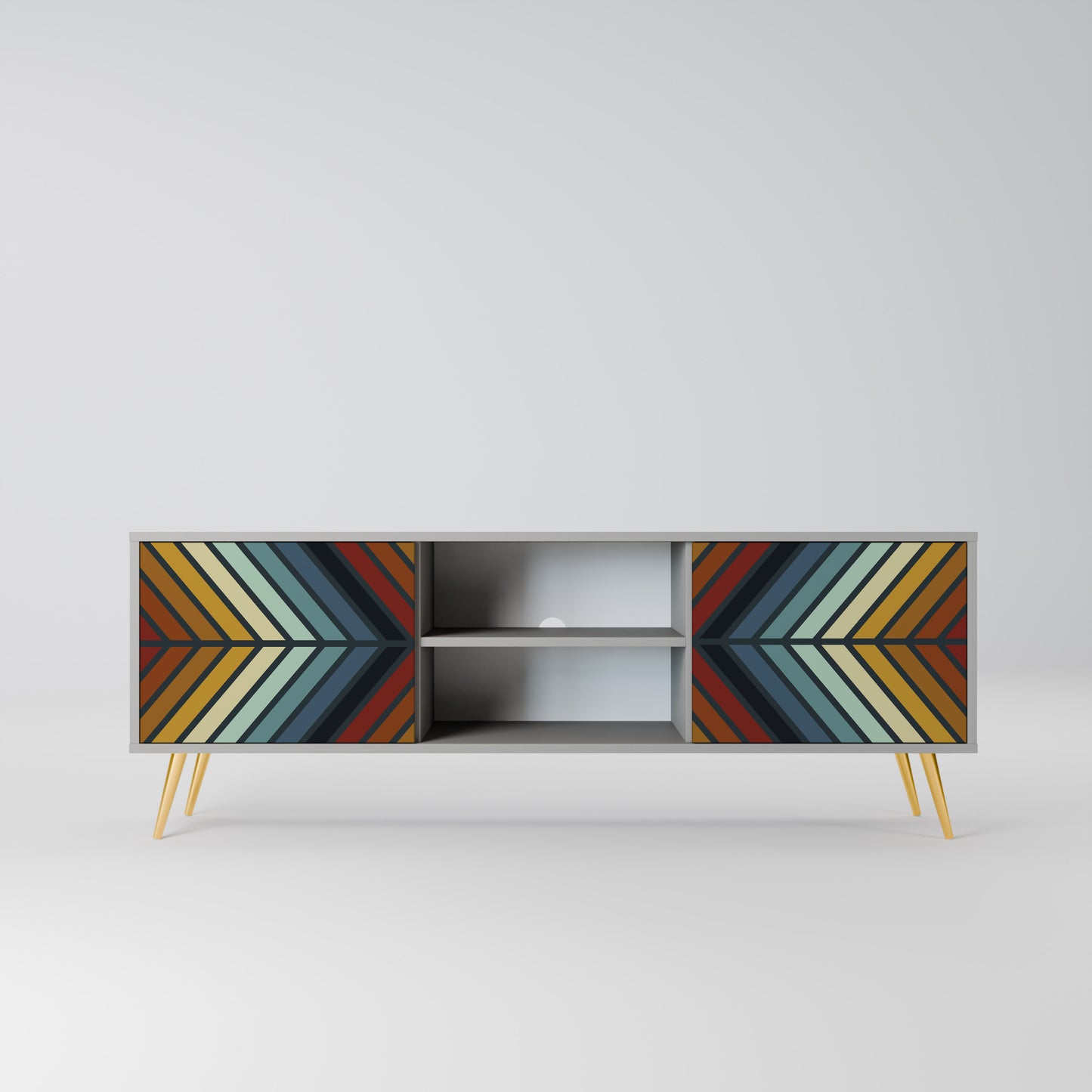 INDIGENOUS ZIGZAG 2-dörrars TV-bänk i grå finish