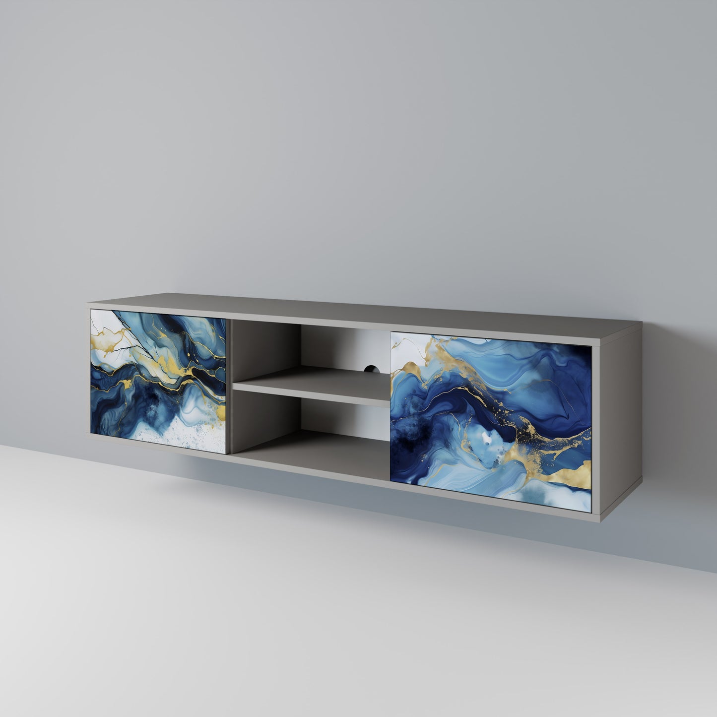 INKY MARBLE 2-dörrars TV-bänk i grå finish