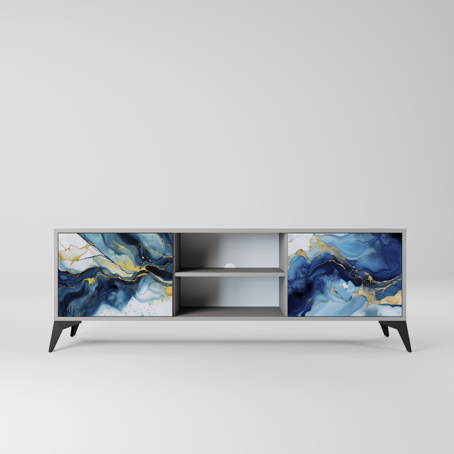 INKY MARBLE 2-dörrars TV-bänk i grå finish