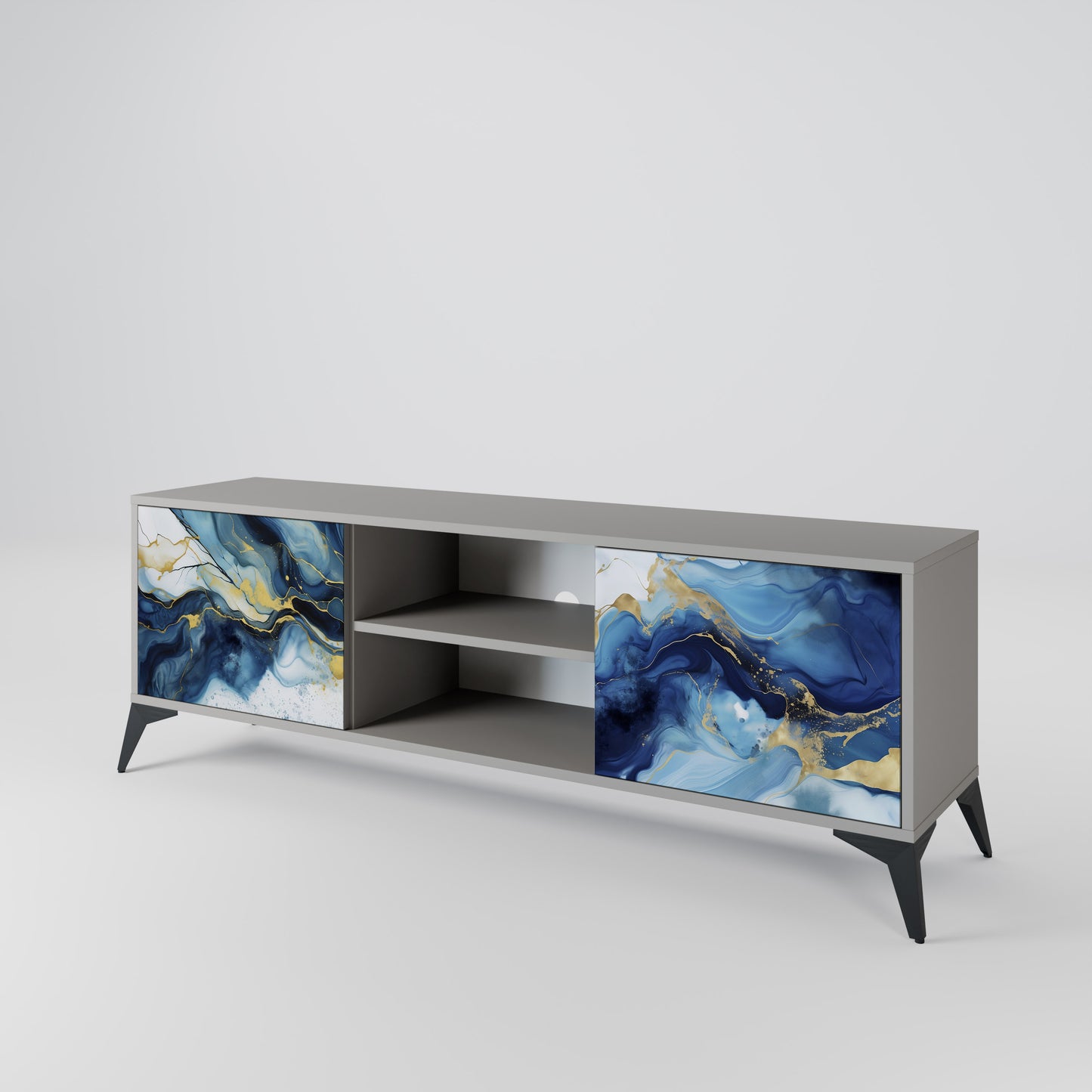 INKY MARBLE 2-dörrars TV-bänk i grå finish