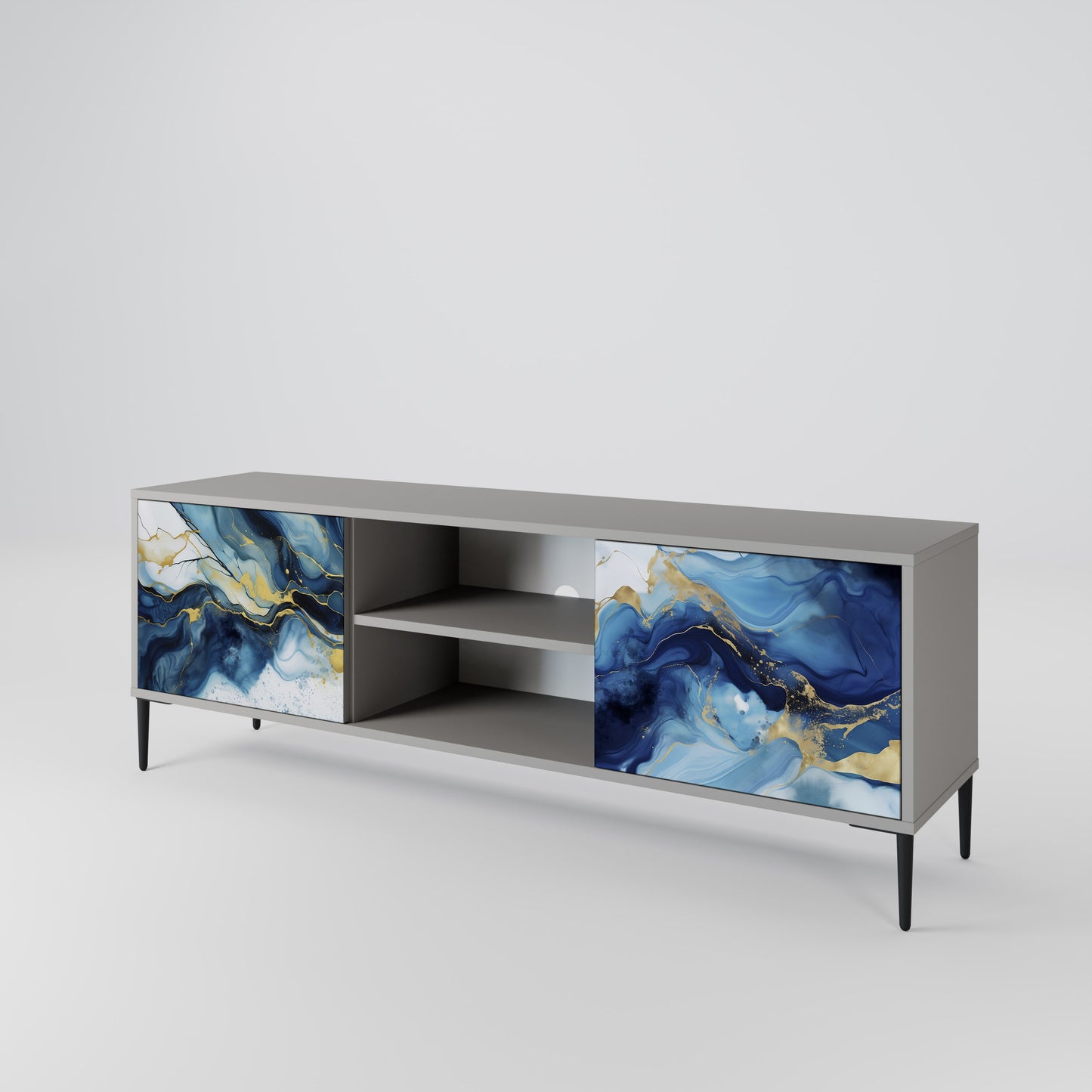 INKY MARBLE 2-dörrars TV-bänk i grå finish