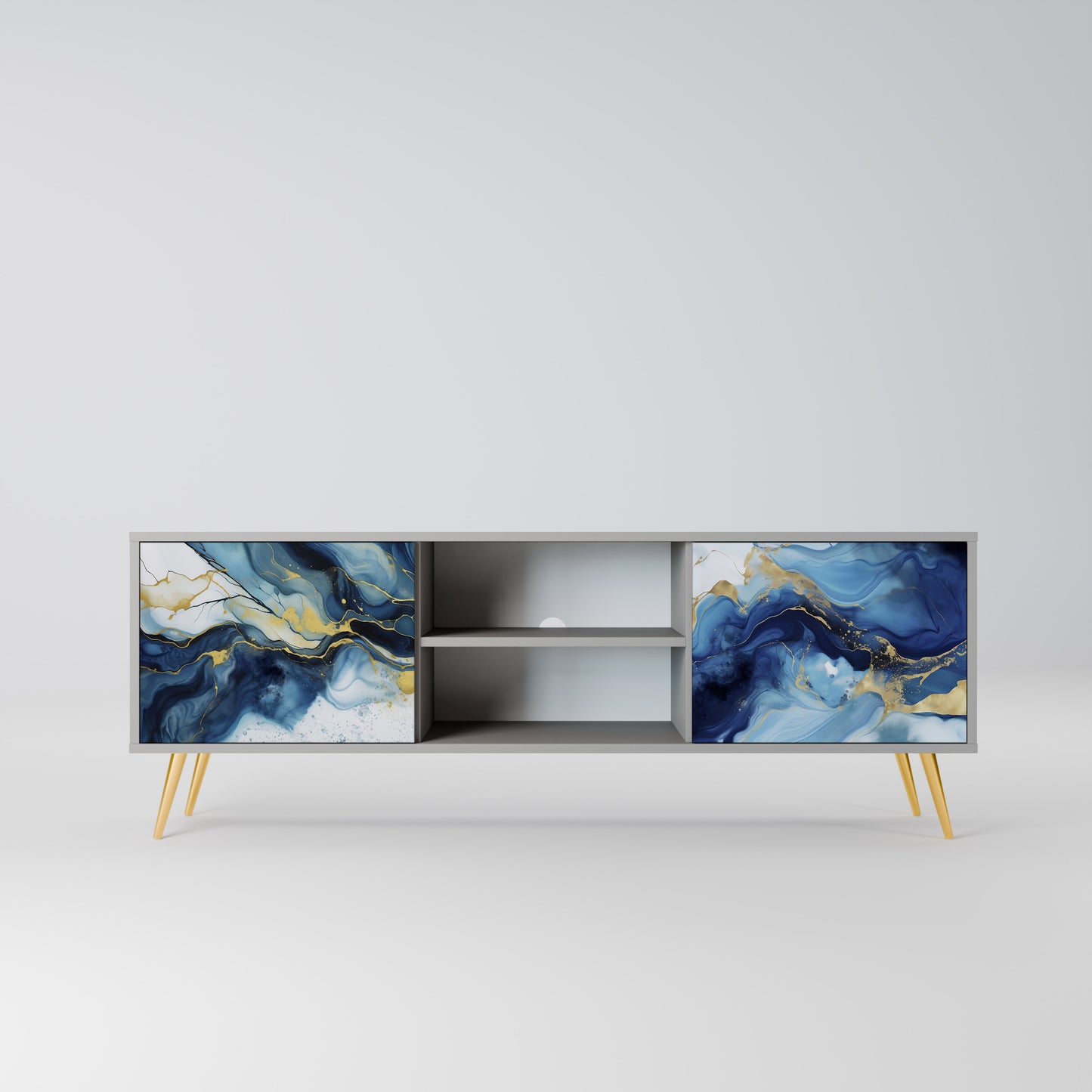 INKY MARBLE 2-dörrars TV-bänk i grå finish
