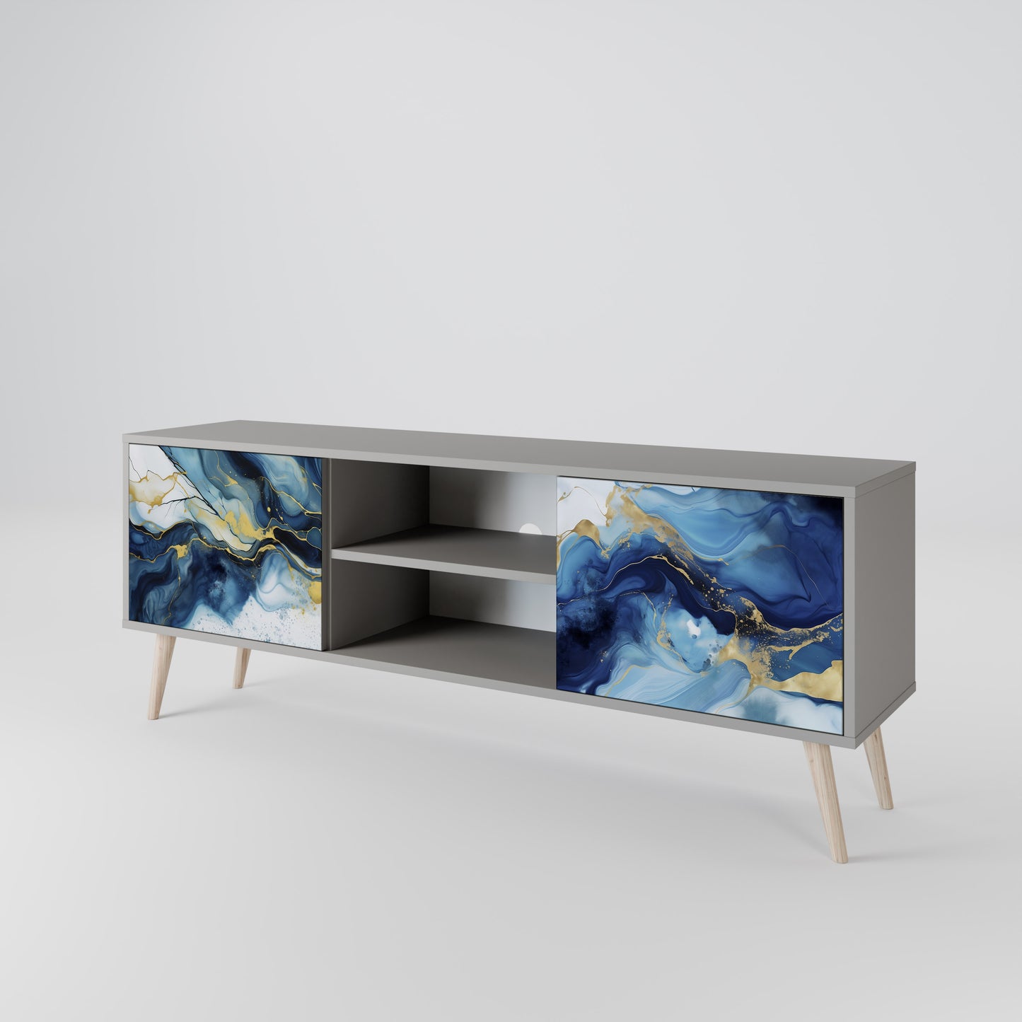 INKY MARBLE 2-dörrars TV-bänk i grå finish