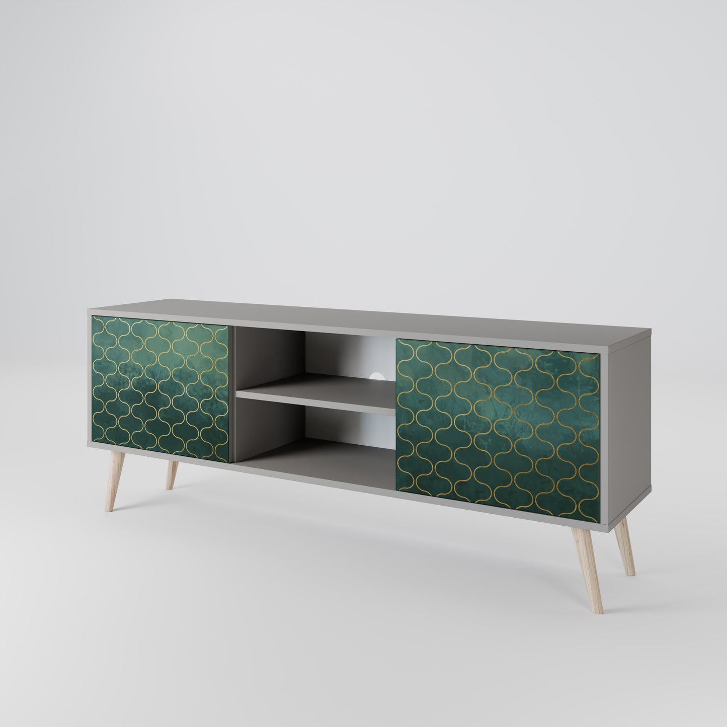 TESSELATED GREENRY 2-dörrars TV-bänk i grå finish