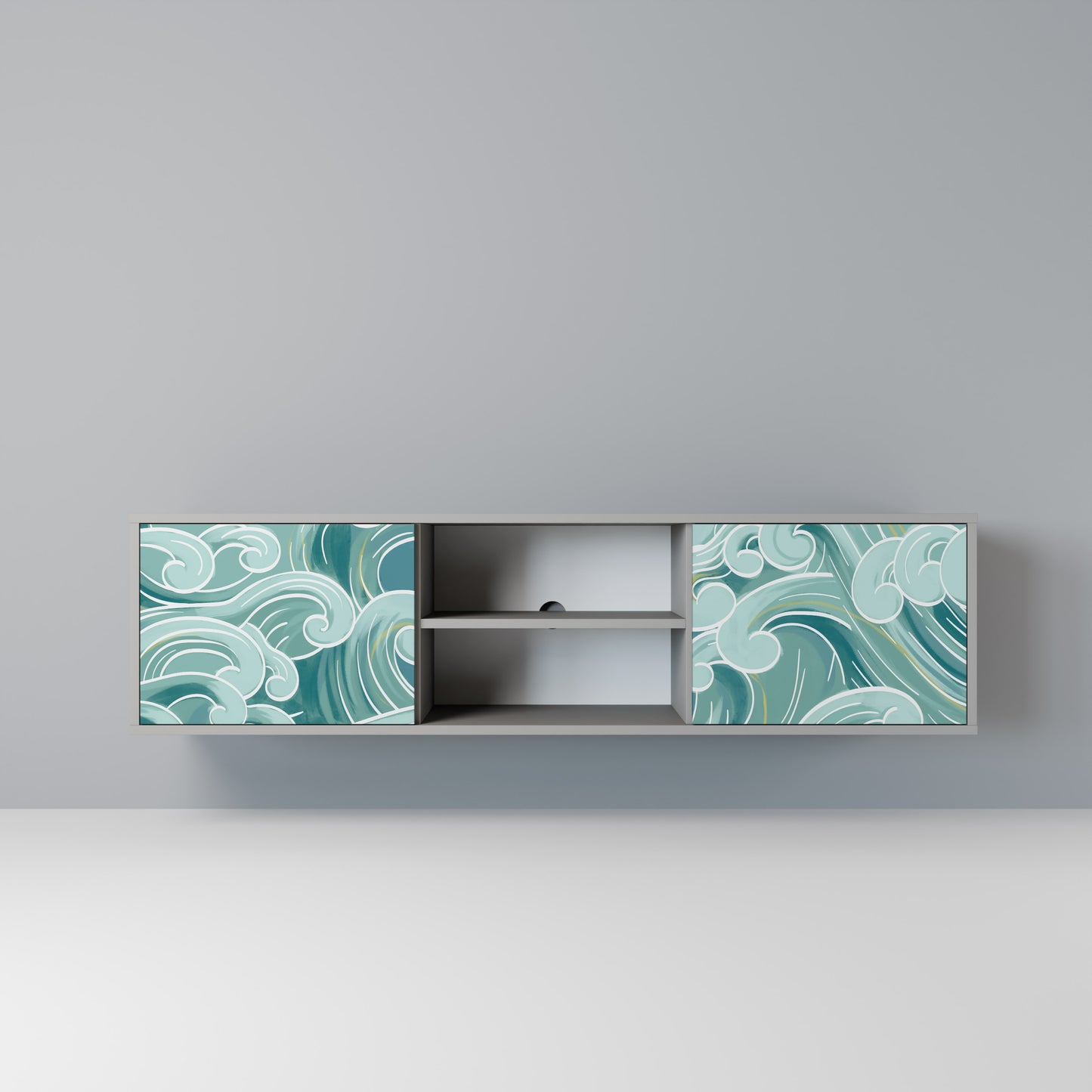 ASIAN SWAY 2-Door TV Stand in Grey Finish