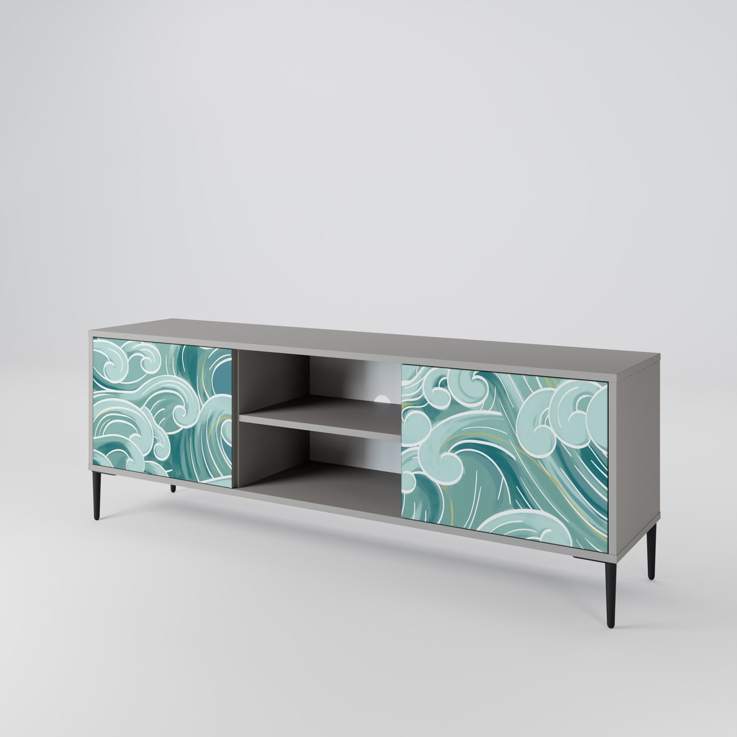 ASIAN SWAY 2-Door TV Stand in Grey Finish