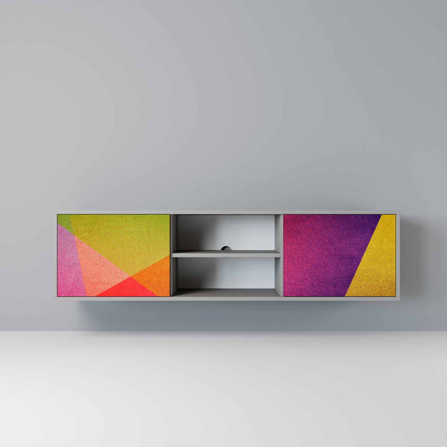 VIVID GEOMETRY 2-dörrars TV-bänk i grå finish