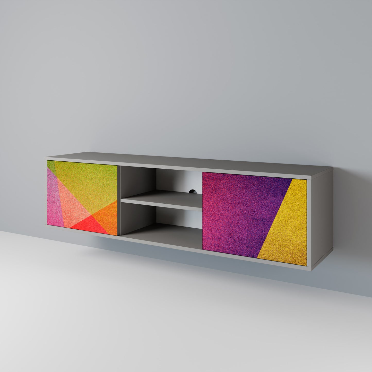 VIVID GEOMETRY 2-dörrars TV-bänk i grå finish