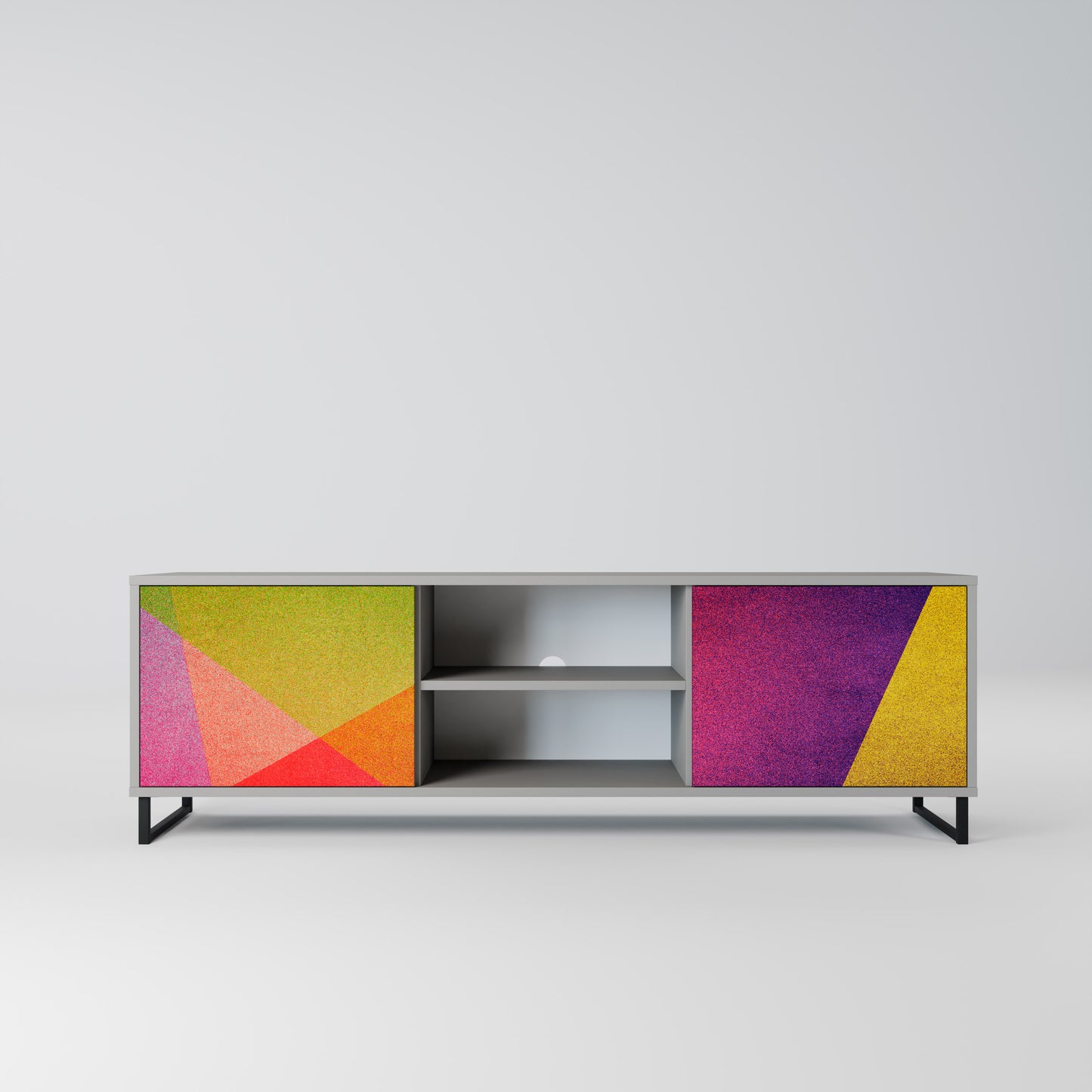 VIVID GEOMETRY 2-dörrars TV-bänk i grå finish