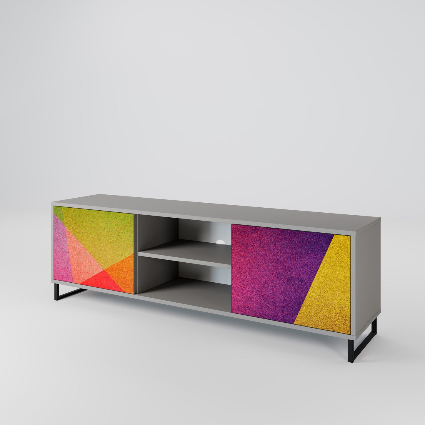 VIVID GEOMETRY 2-dörrars TV-bänk i grå finish