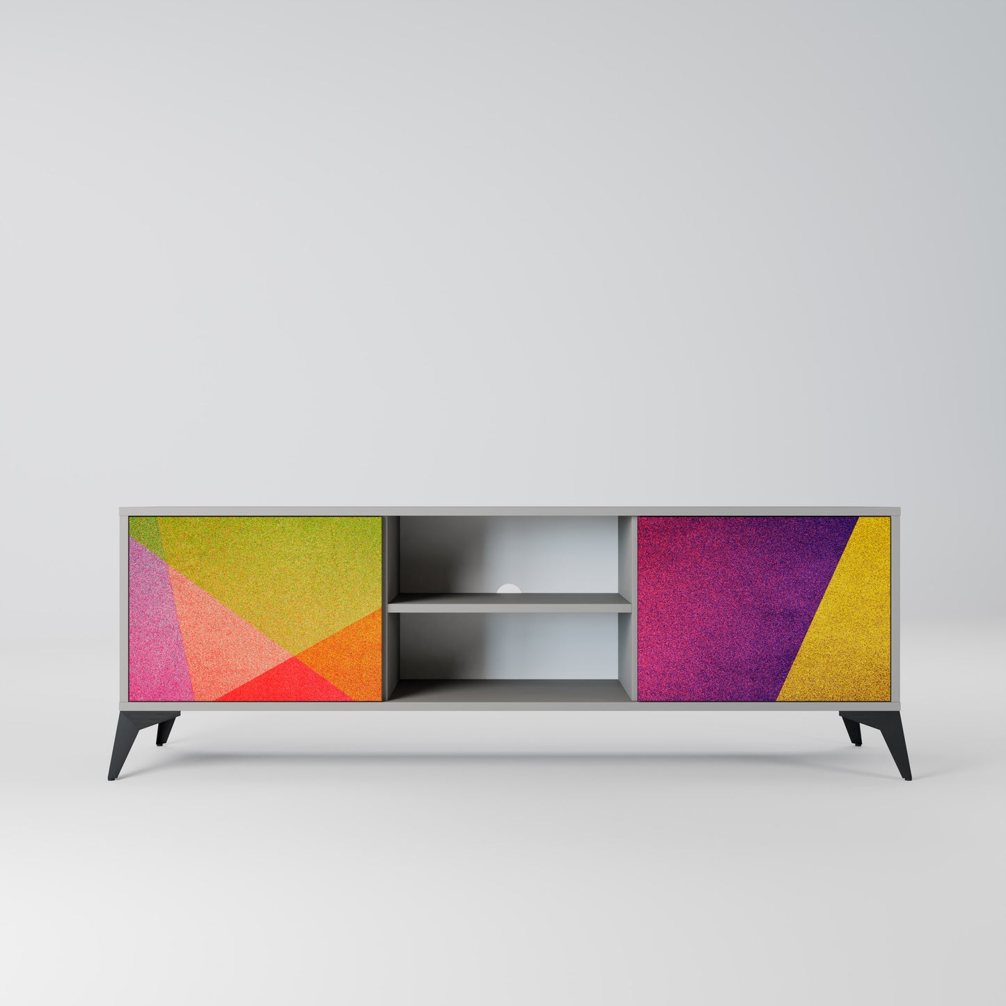 VIVID GEOMETRY 2-dörrars TV-bänk i grå finish