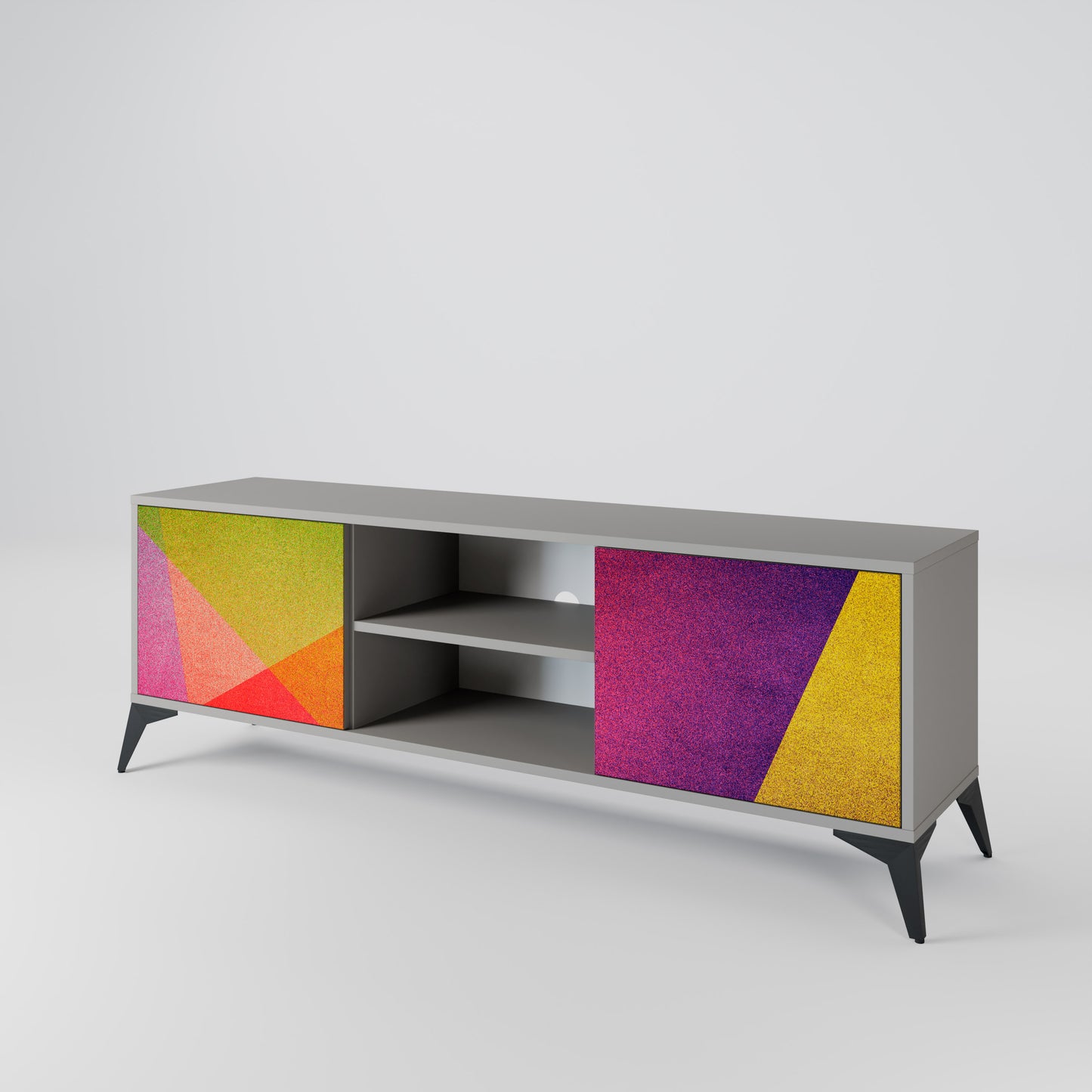 VIVID GEOMETRY 2-dörrars TV-bänk i grå finish