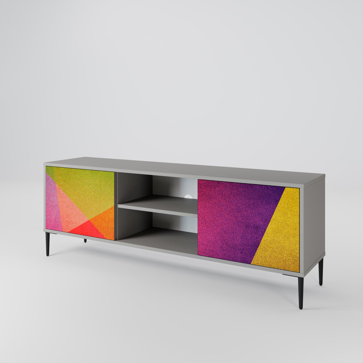 VIVID GEOMETRY 2-dörrars TV-bänk i grå finish