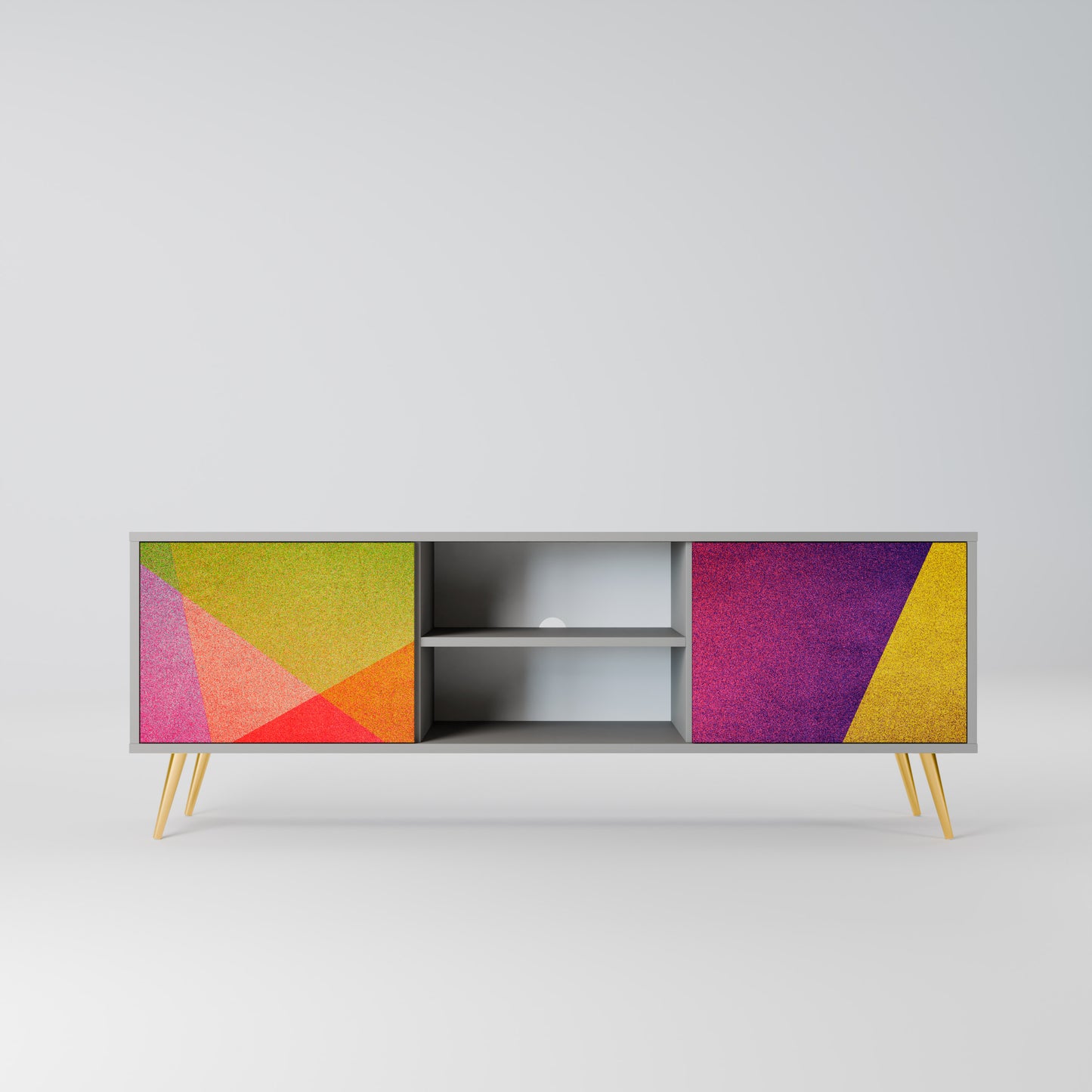 VIVID GEOMETRY 2-dörrars TV-bänk i grå finish