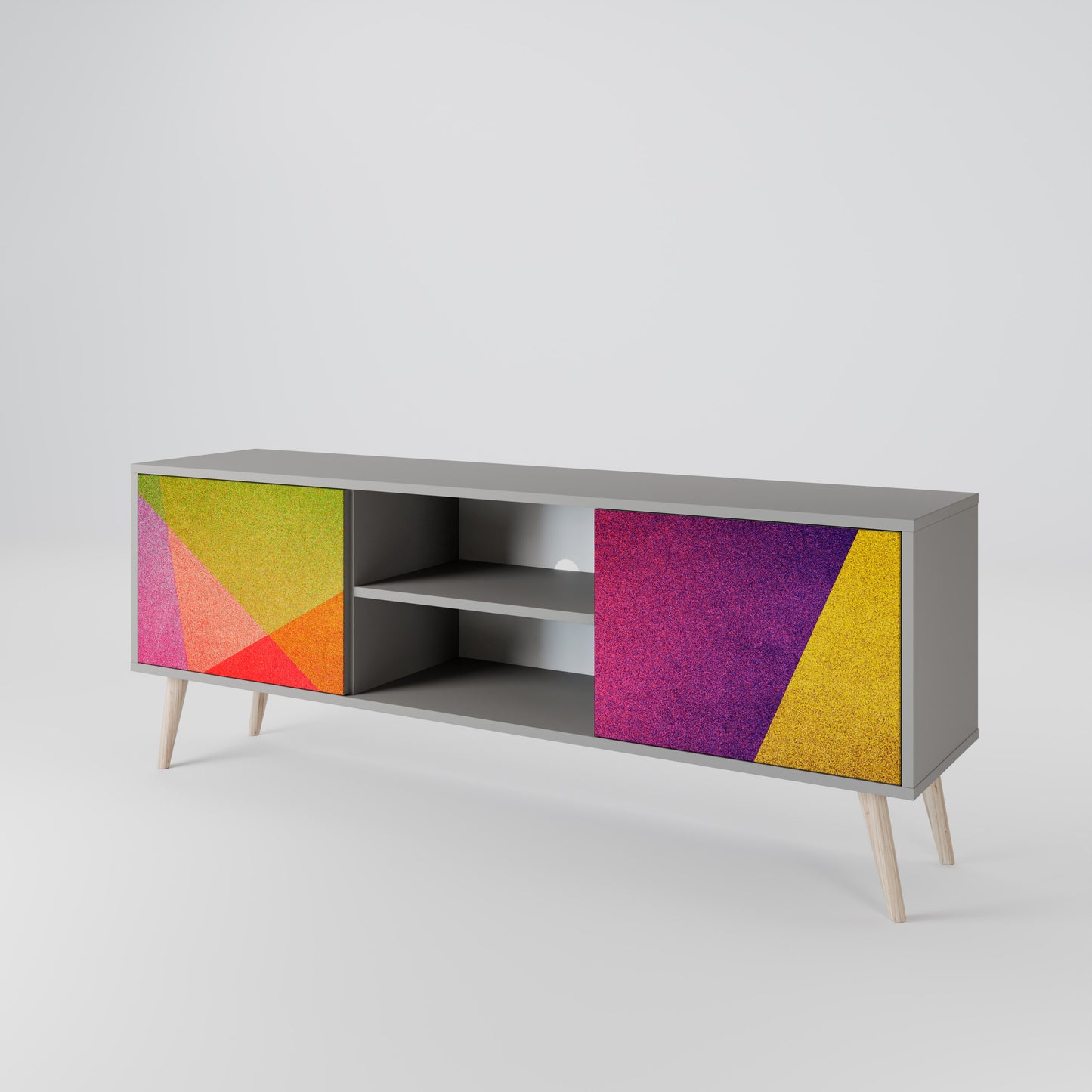 VIVID GEOMETRY 2-dörrars TV-bänk i grå finish