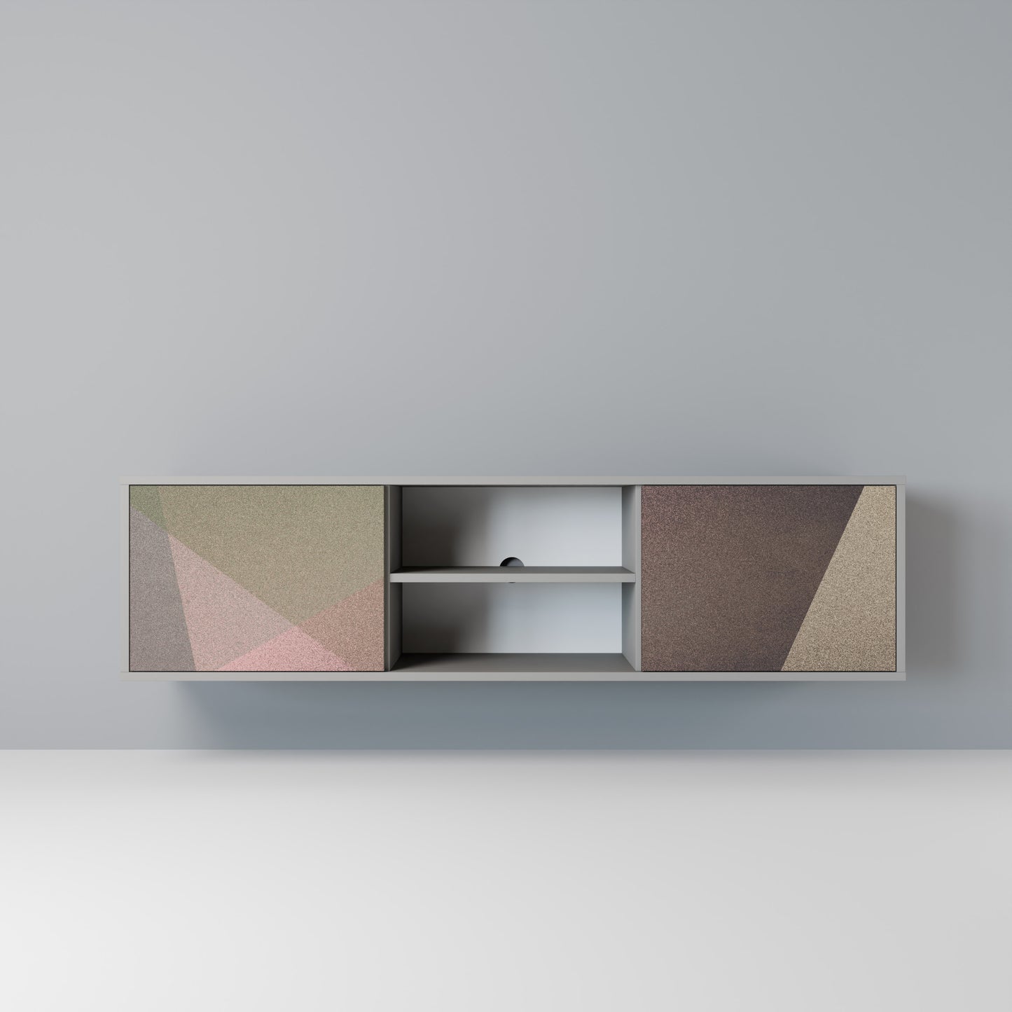 BEIGE GEOMETRY 2-dörrars TV-bänk i grå finish