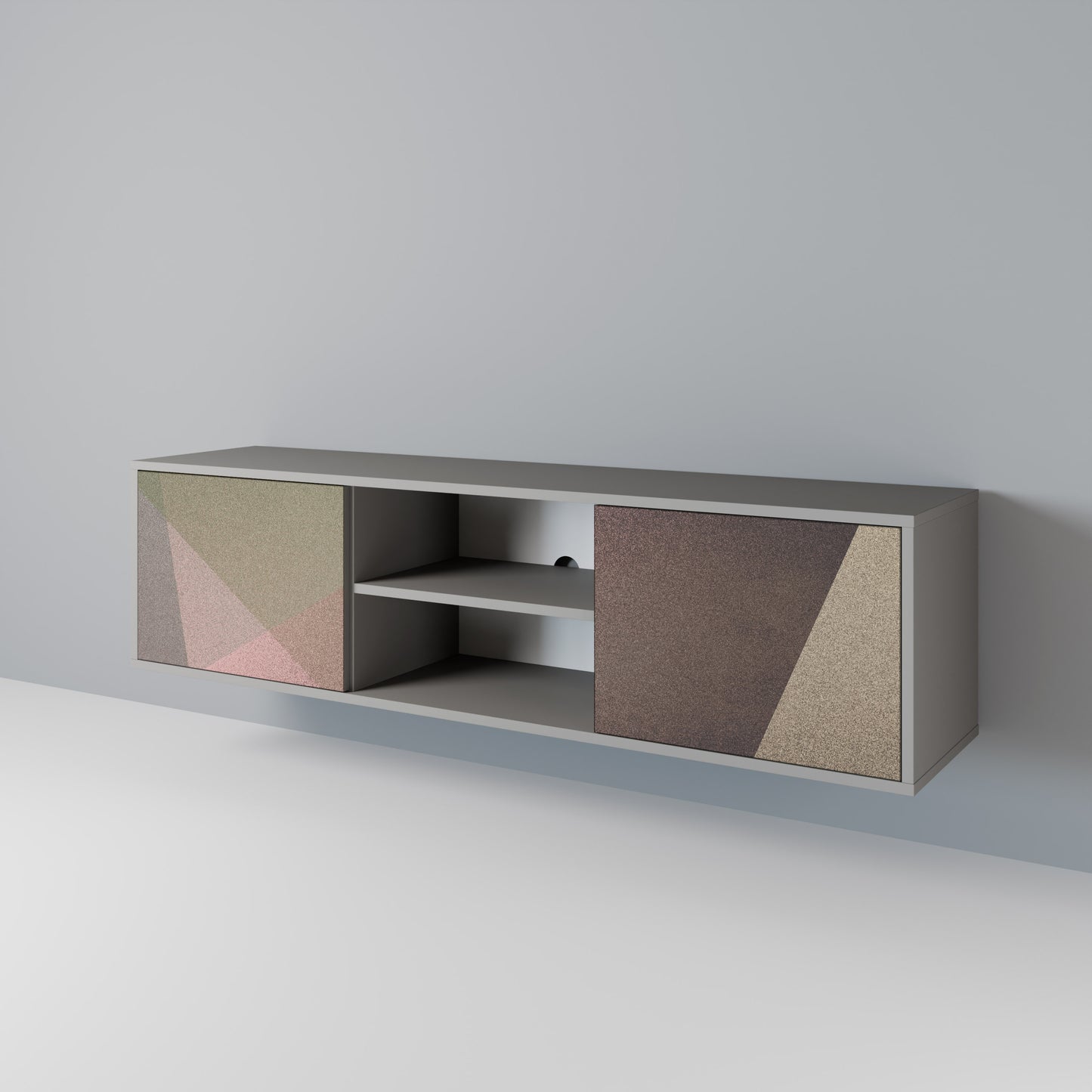 BEIGE GEOMETRY 2-dörrars TV-bänk i grå finish
