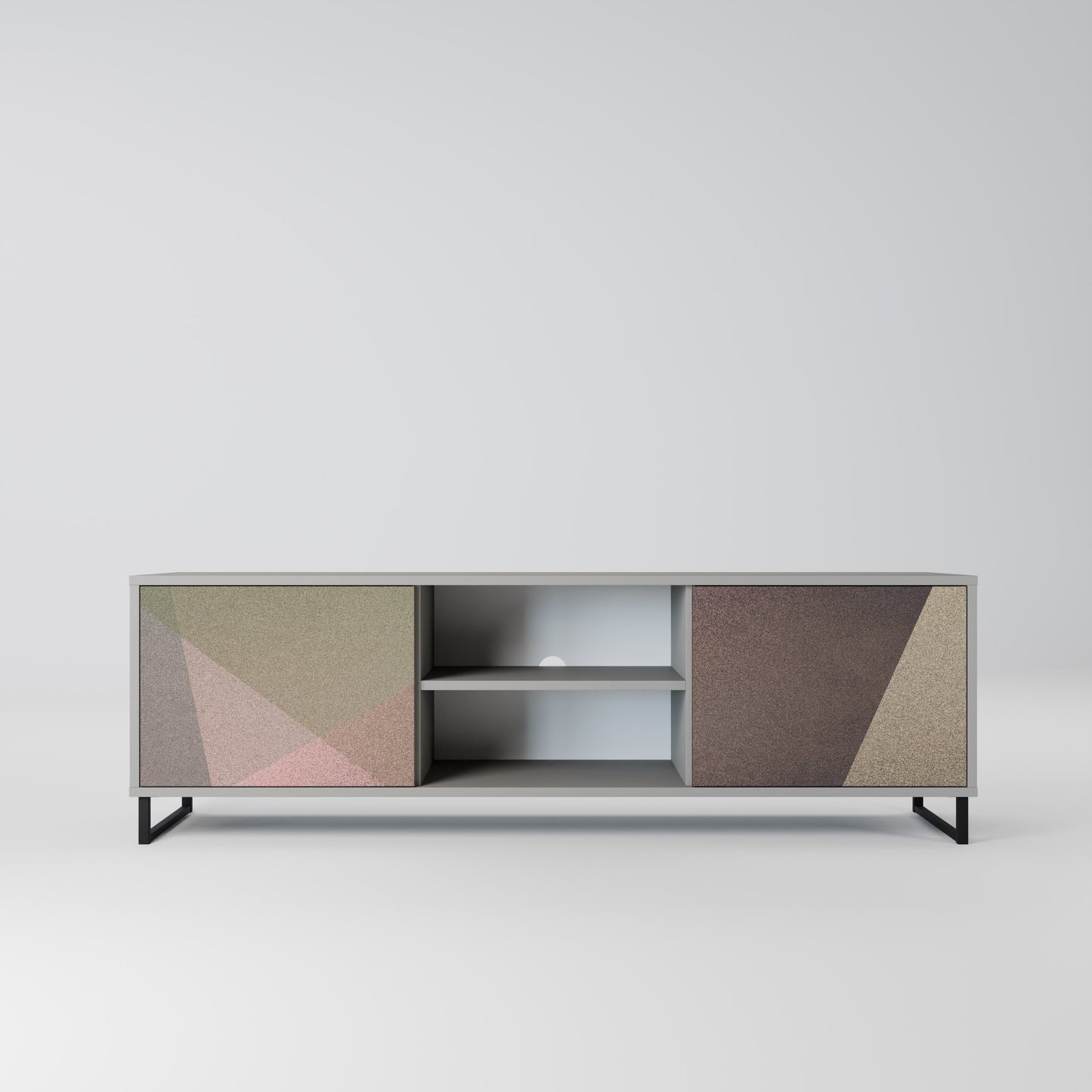 BEIGE GEOMETRY 2-dörrars TV-bänk i grå finish