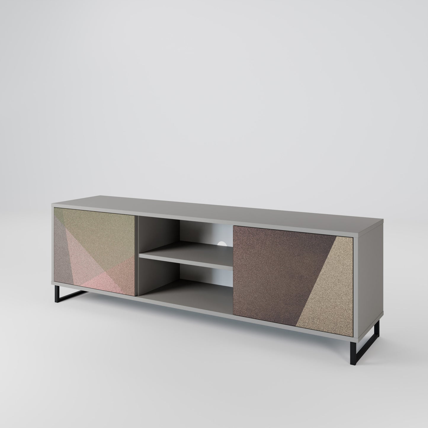 BEIGE GEOMETRY 2-dörrars TV-bänk i grå finish