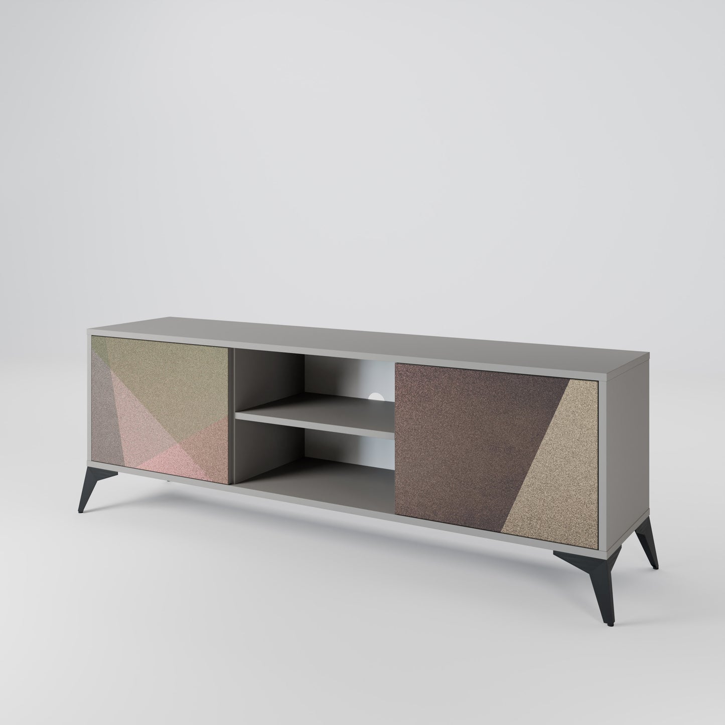 BEIGE GEOMETRY 2-dörrars TV-bänk i grå finish