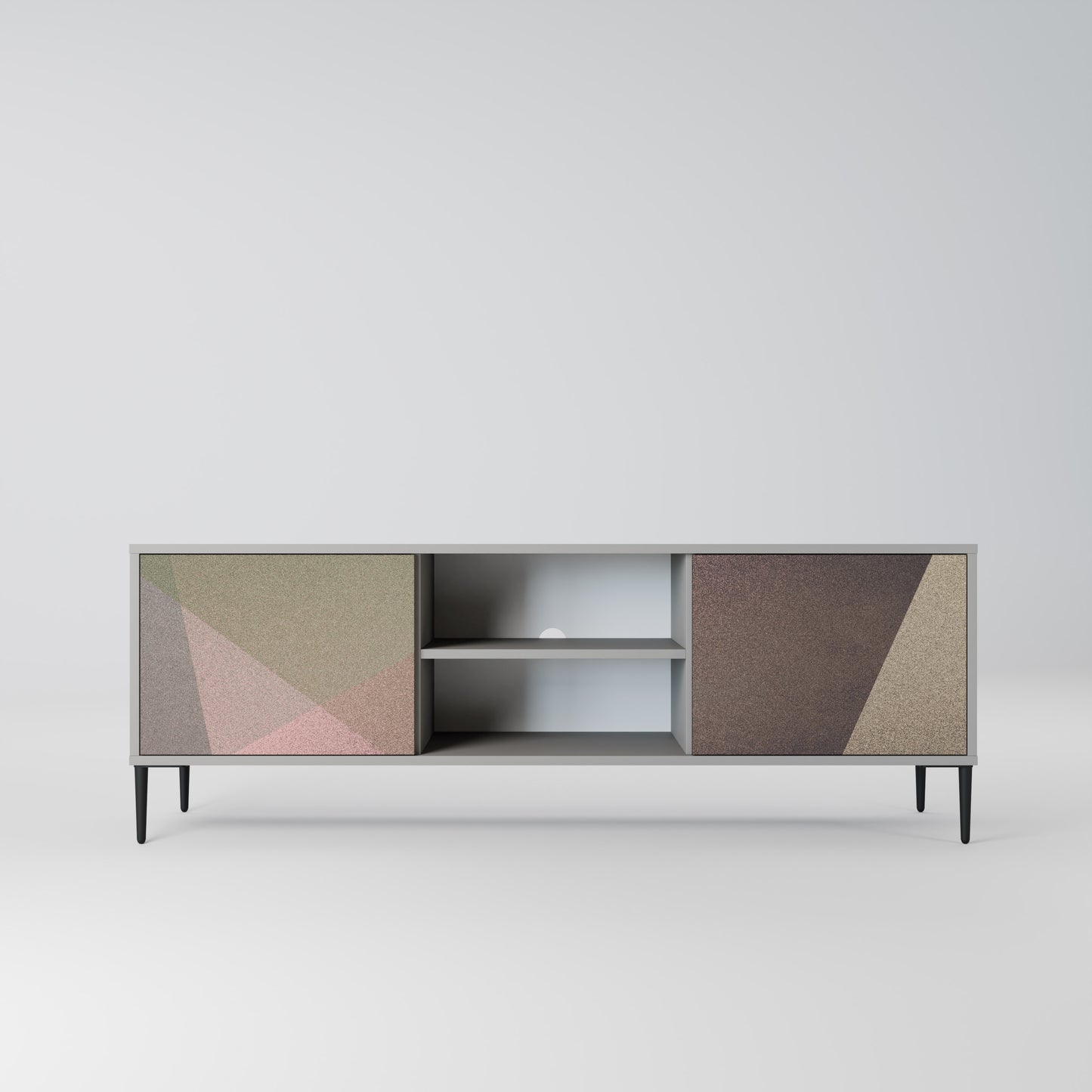 BEIGE GEOMETRY 2-dörrars TV-bänk i grå finish
