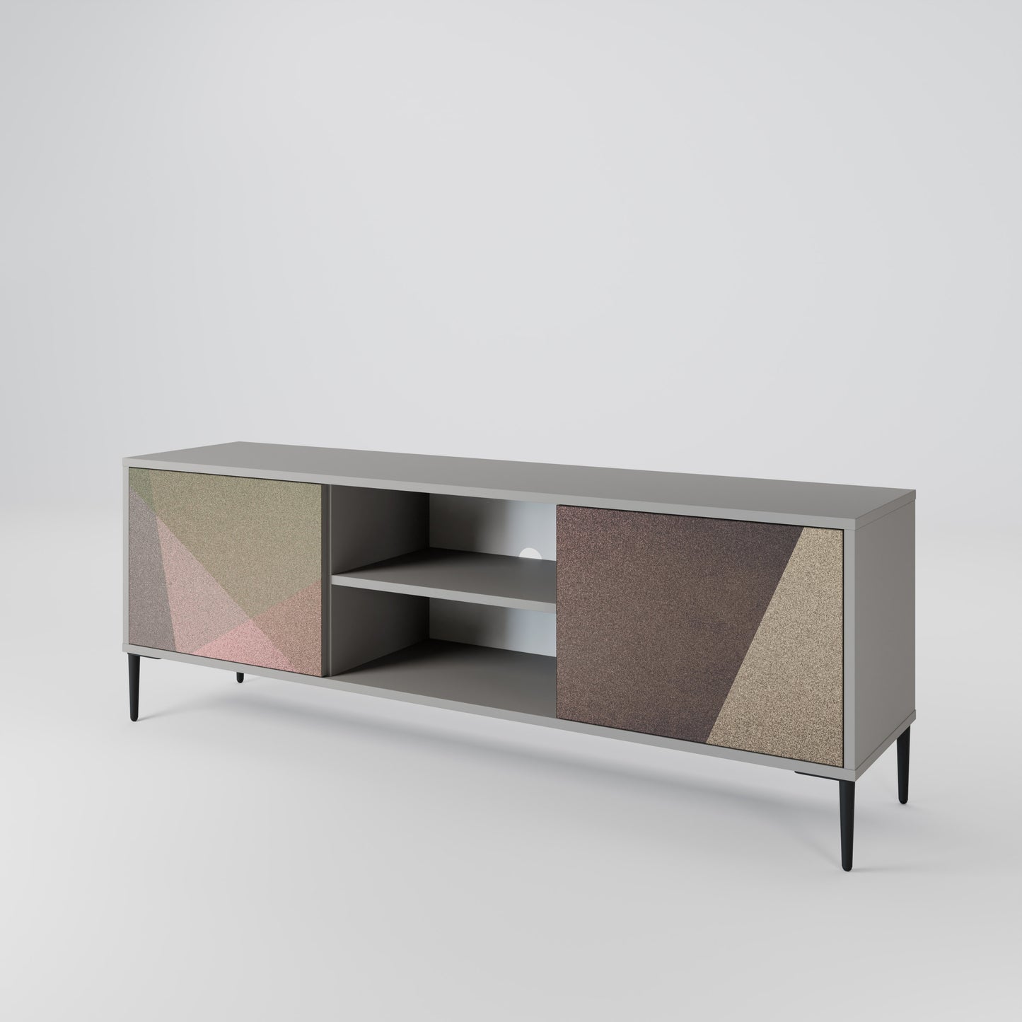 BEIGE GEOMETRY 2-dörrars TV-bänk i grå finish