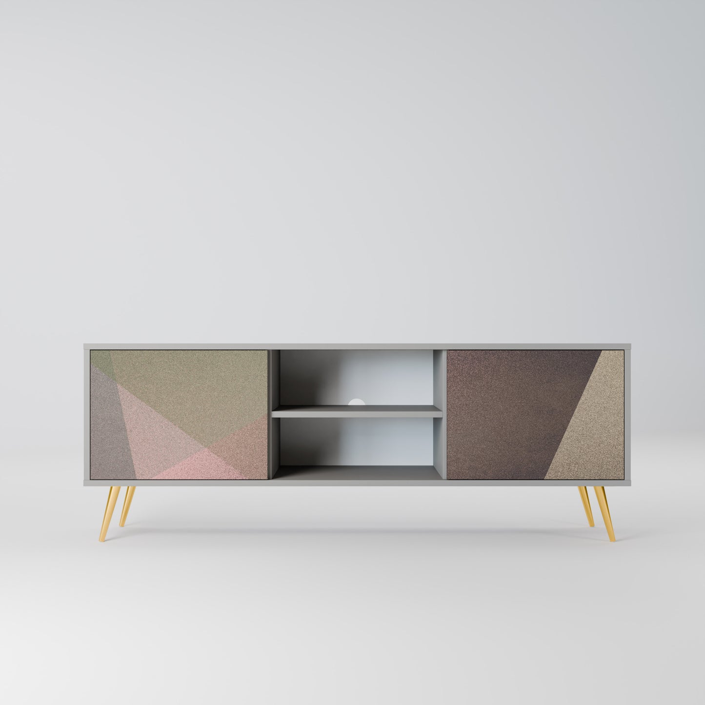 BEIGE GEOMETRY 2-dörrars TV-bänk i grå finish
