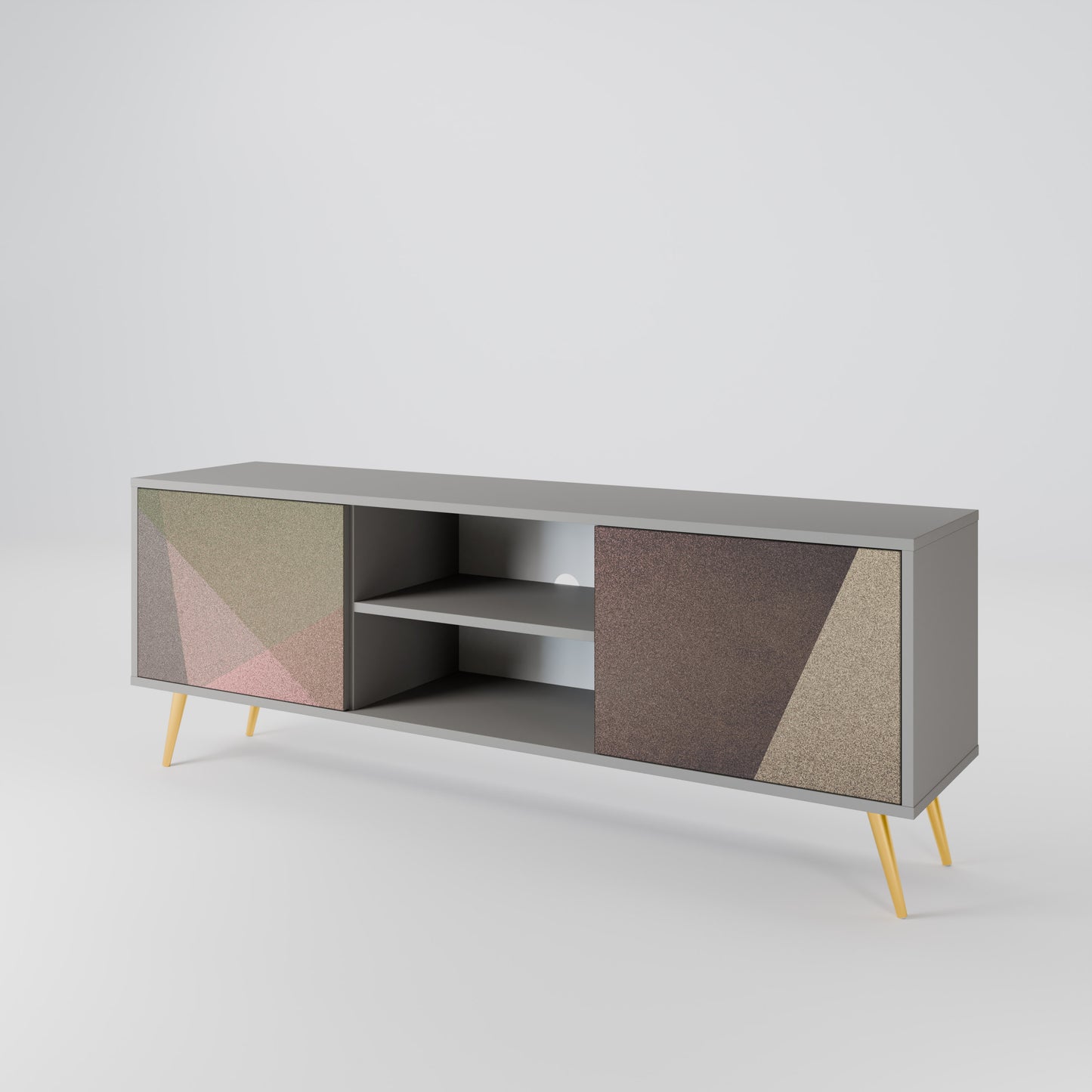 BEIGE GEOMETRY 2-dörrars TV-bänk i grå finish