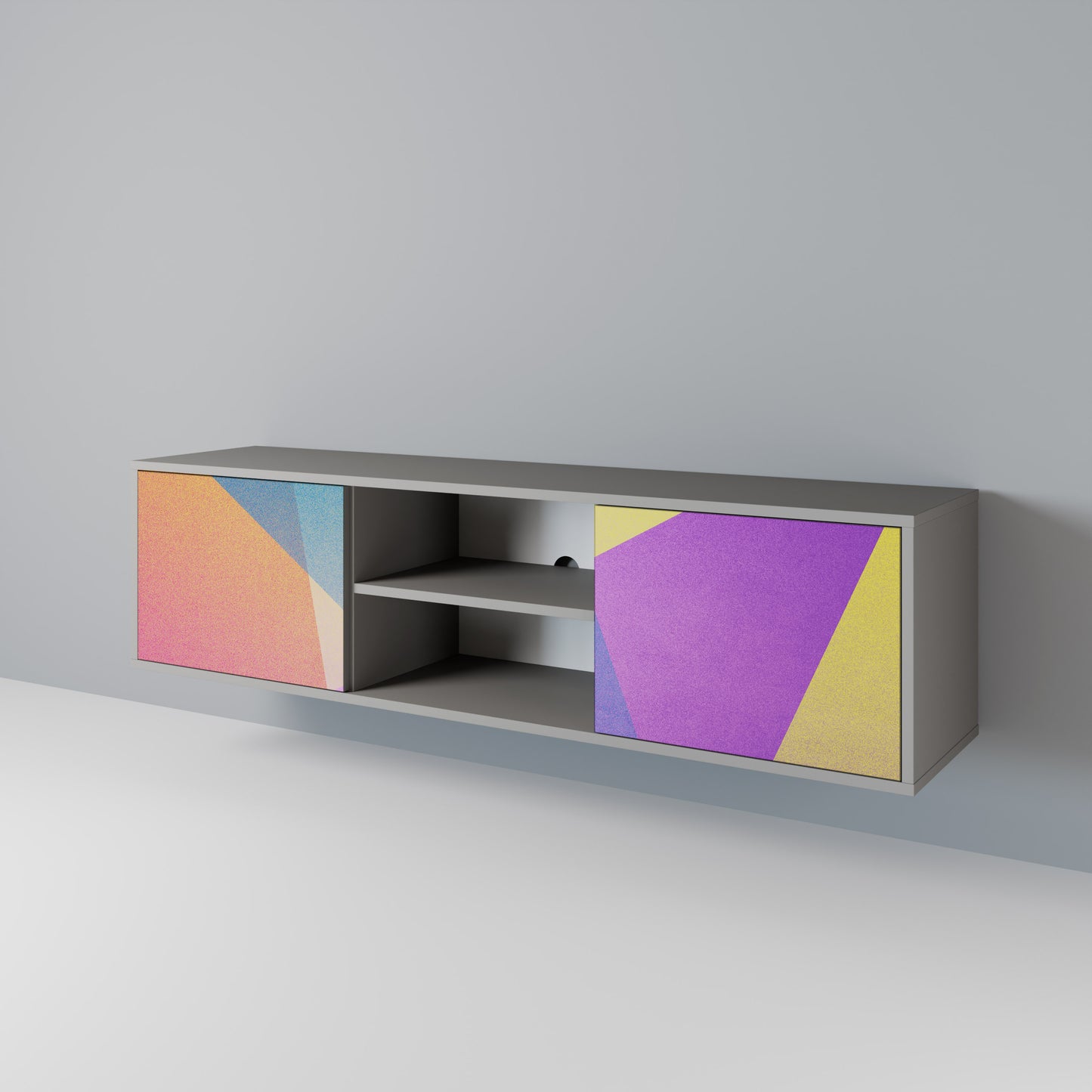 LJUS GEOMETRY 2-dörrars TV-bänk i grå finish