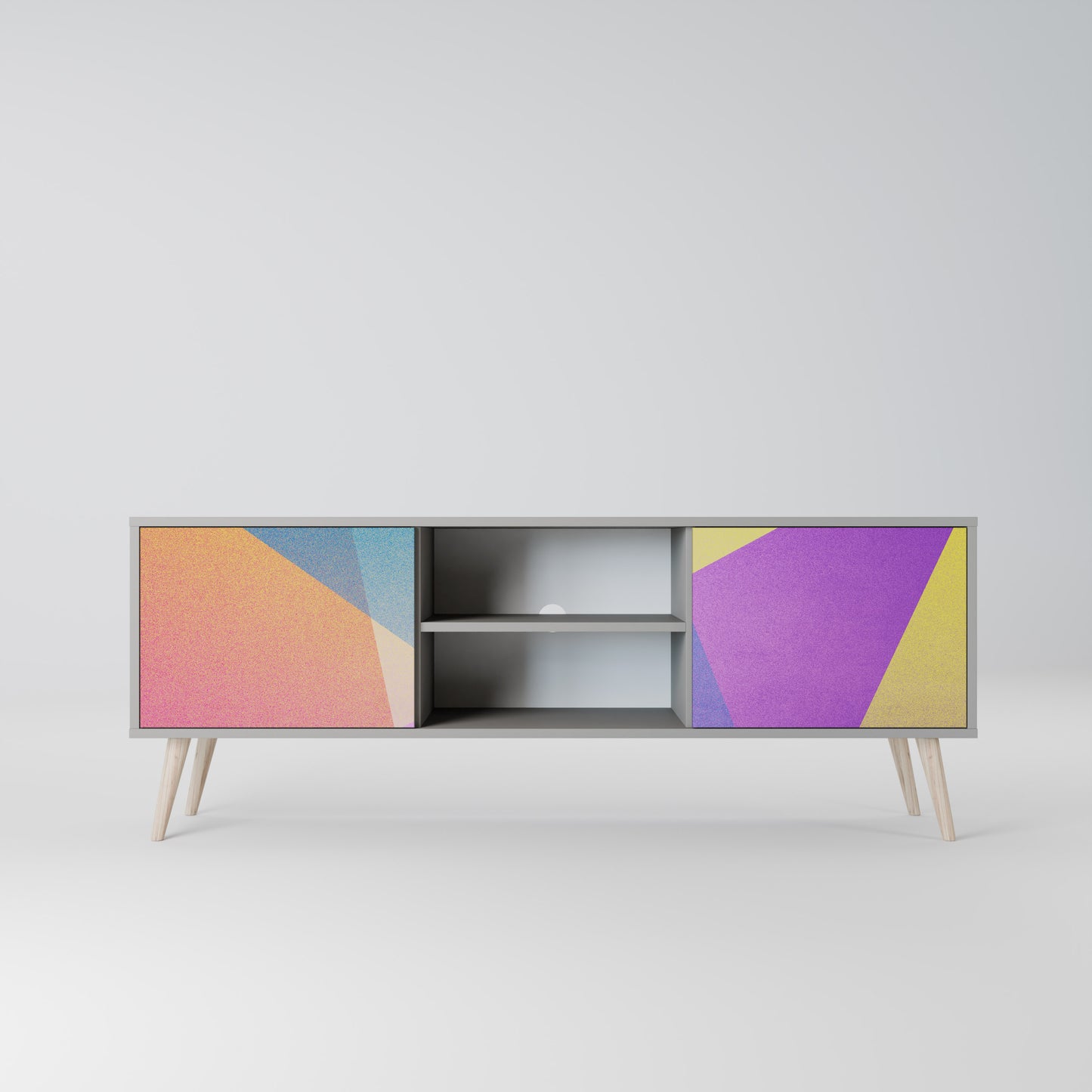 LJUS GEOMETRY 2-dörrars TV-bänk i grå finish