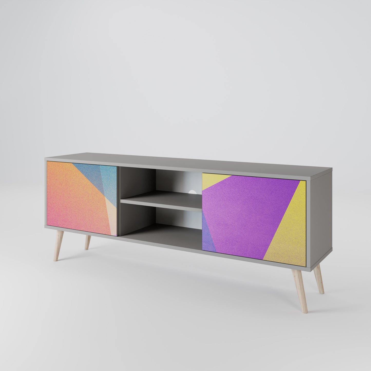 LJUS GEOMETRY 2-dörrars TV-bänk i grå finish
