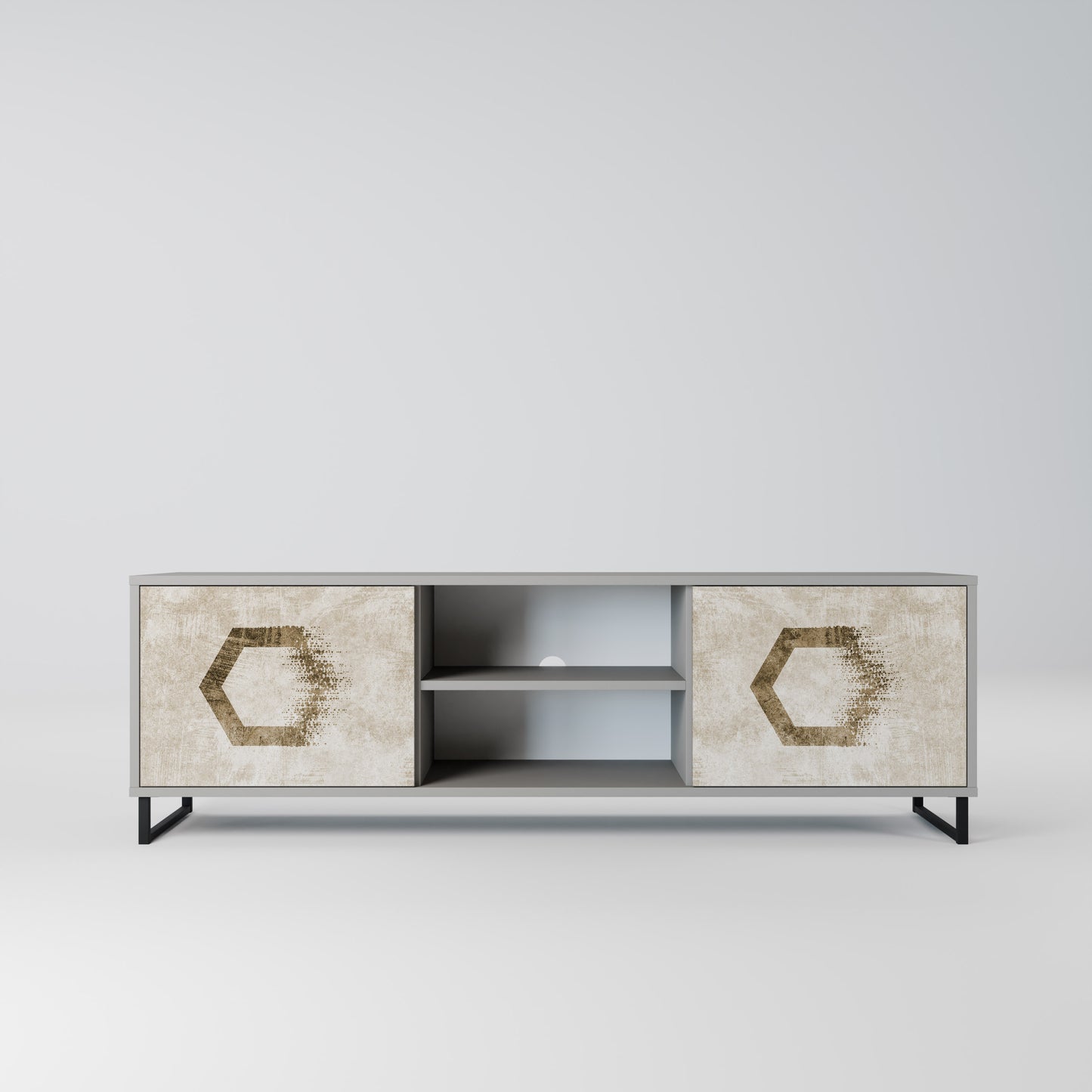 HEXAGONAL SHAPES 2-dörrars TV-bänk i grå finish