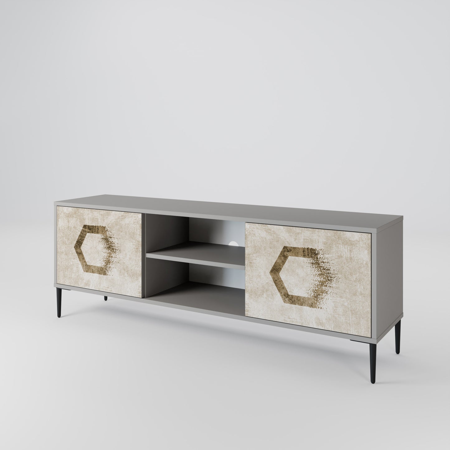 HEXAGONAL SHAPES 2-dörrars TV-bänk i grå finish