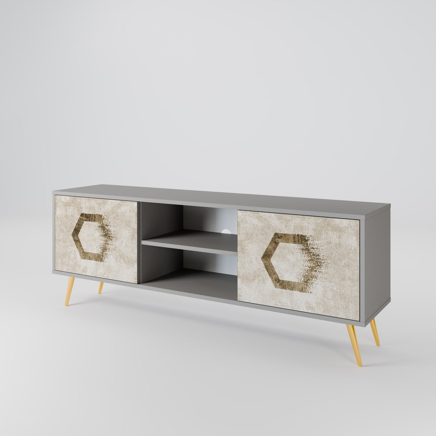 HEXAGONAL SHAPES 2-dörrars TV-bänk i grå finish