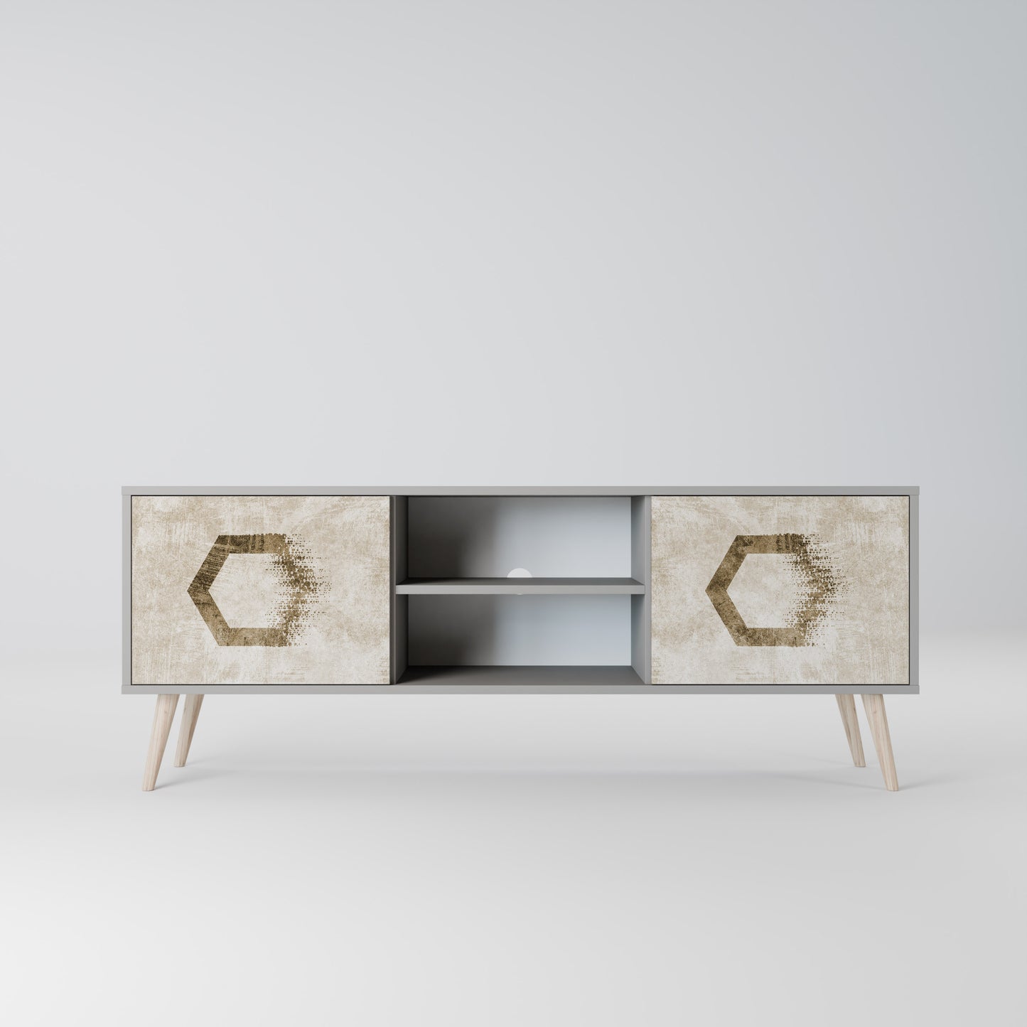 HEXAGONAL SHAPES 2-dörrars TV-bänk i grå finish
