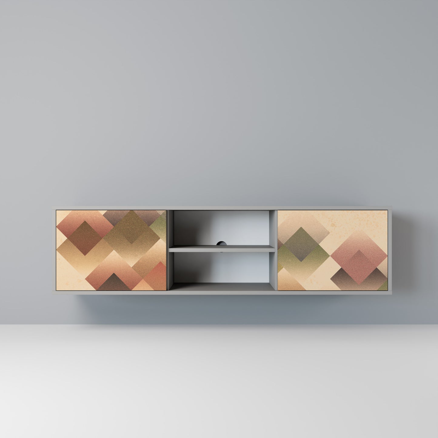 GEOMETRIC FUSION 2-dörrars TV-bänk i grå finish