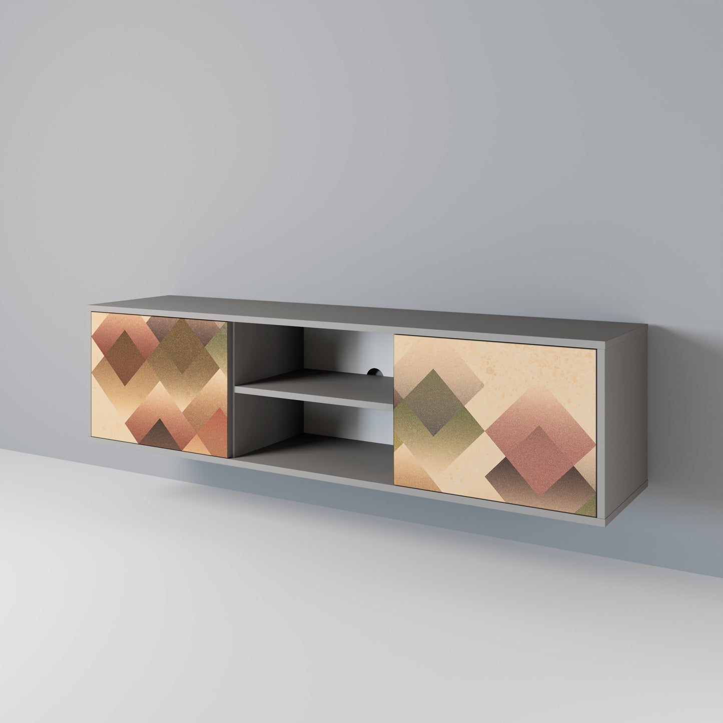 GEOMETRIC FUSION 2-dörrars TV-bänk i grå finish