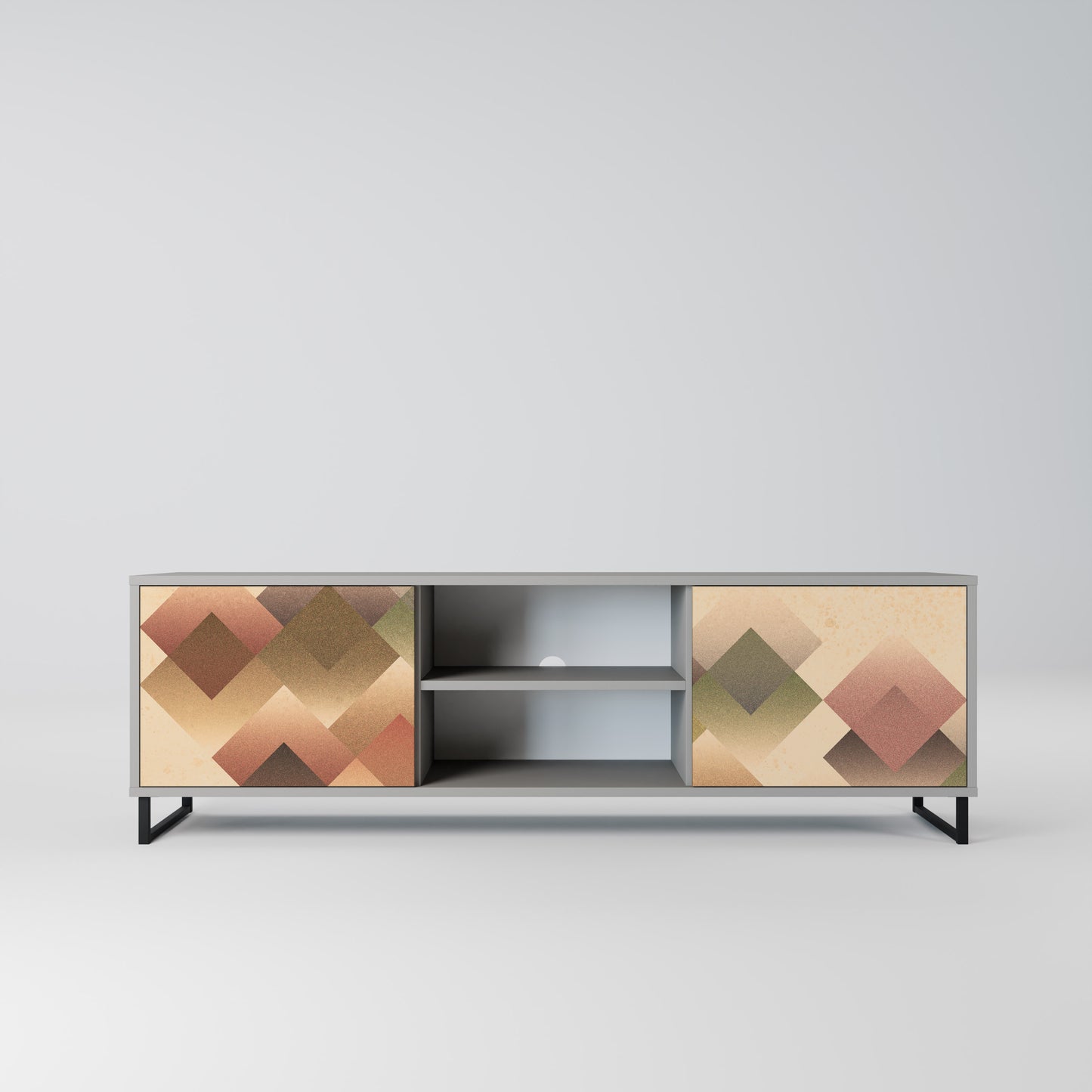 GEOMETRIC FUSION 2-dörrars TV-bänk i grå finish