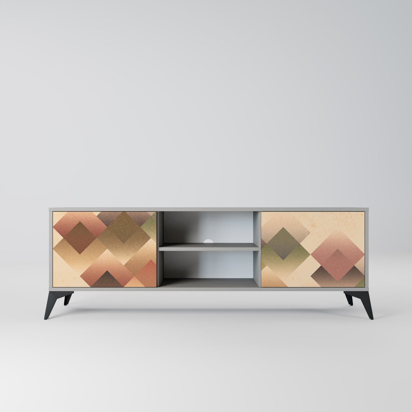 GEOMETRIC FUSION 2-dörrars TV-bänk i grå finish