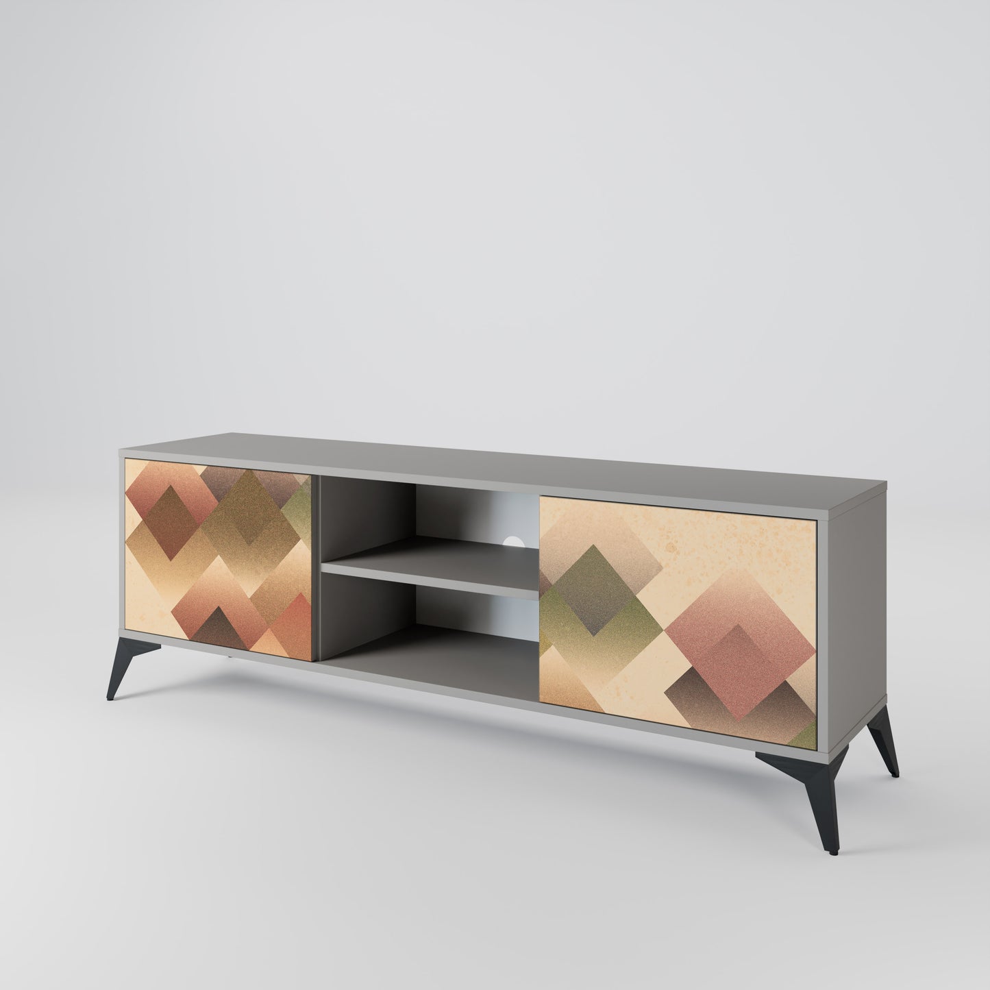 GEOMETRIC FUSION 2-dörrars TV-bänk i grå finish