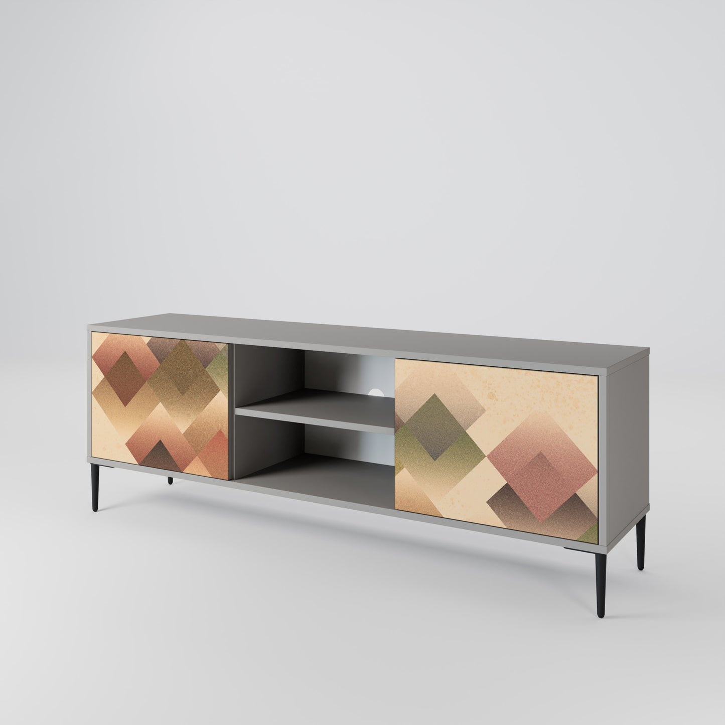 GEOMETRIC FUSION 2-dörrars TV-bänk i grå finish