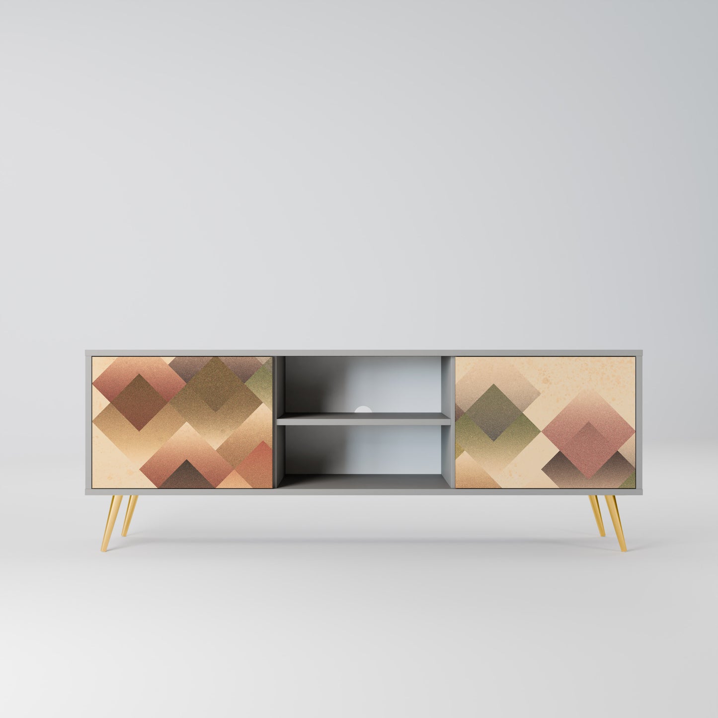 GEOMETRIC FUSION 2-dörrars TV-bänk i grå finish