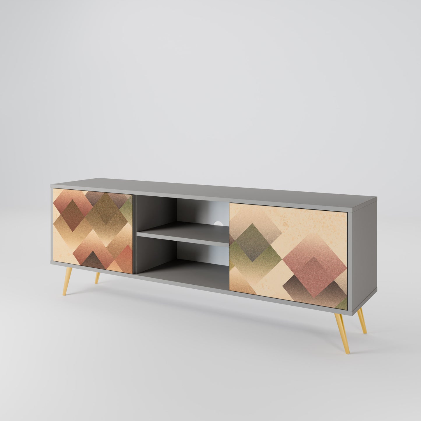 GEOMETRIC FUSION 2-dörrars TV-bänk i grå finish
