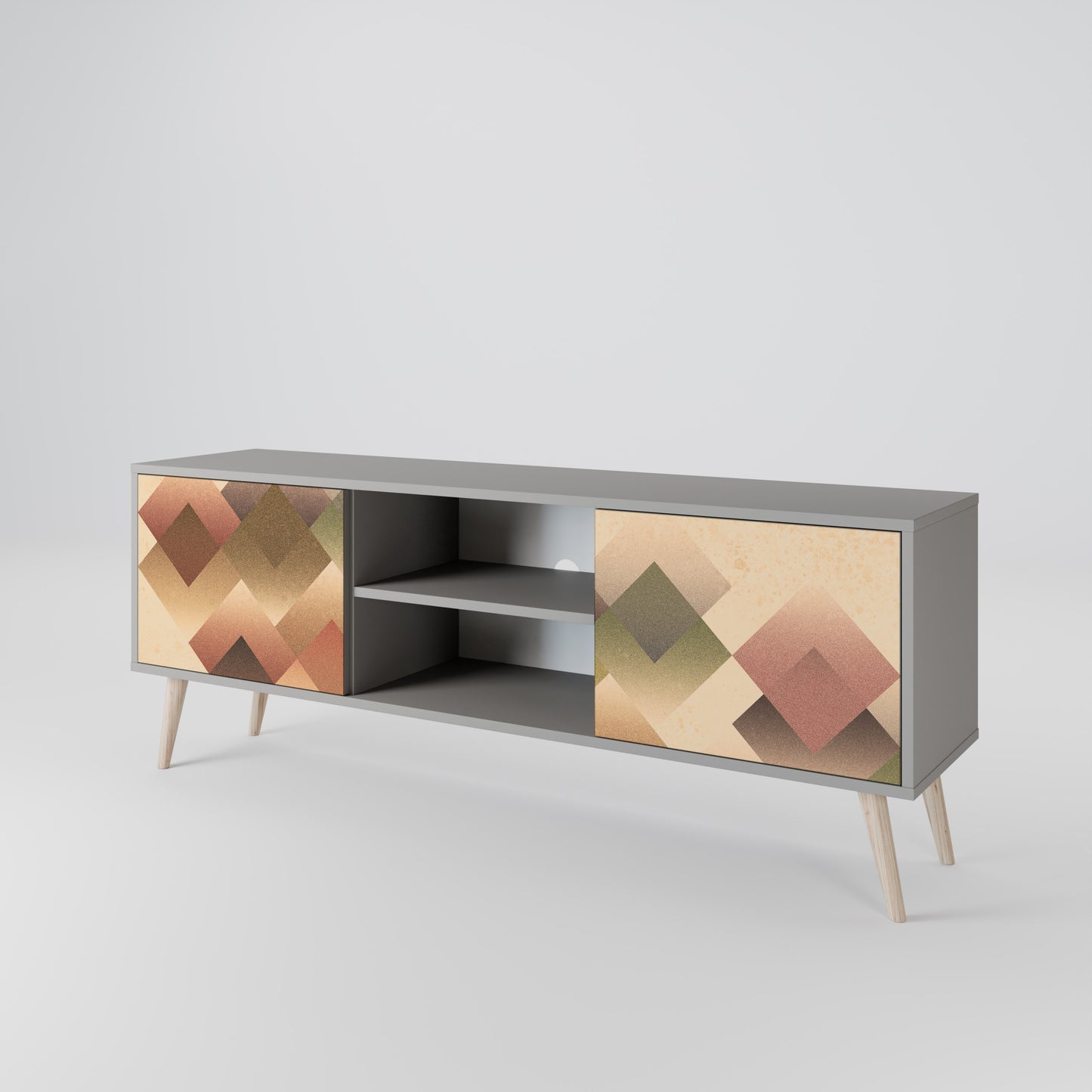 GEOMETRIC FUSION 2-dörrars TV-bänk i grå finish