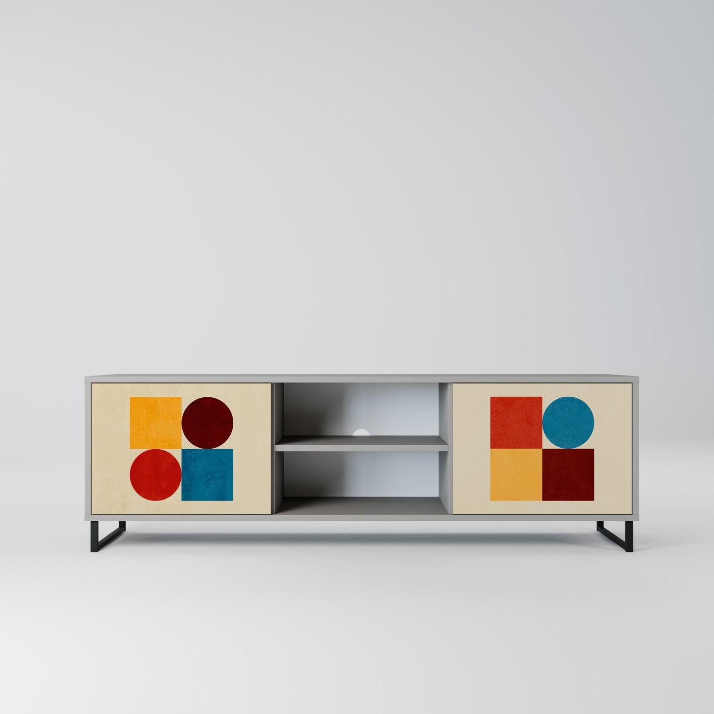 GEOMETRIC PUZZLE 2-dörrars TV-ställ i grå finish