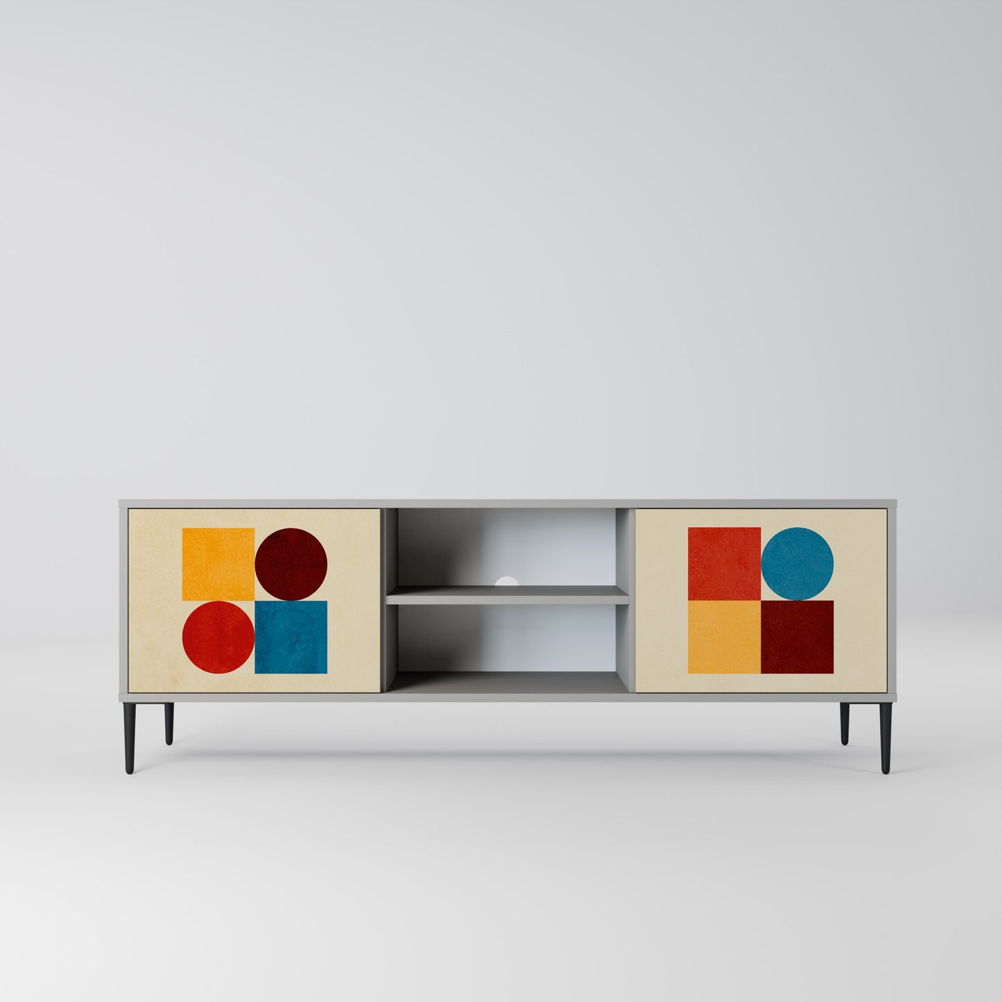 GEOMETRIC PUZZLE 2-dörrars TV-ställ i grå finish