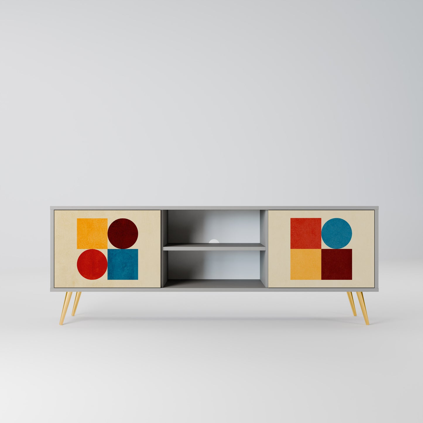 GEOMETRIC PUZZLE 2-dörrars TV-ställ i grå finish