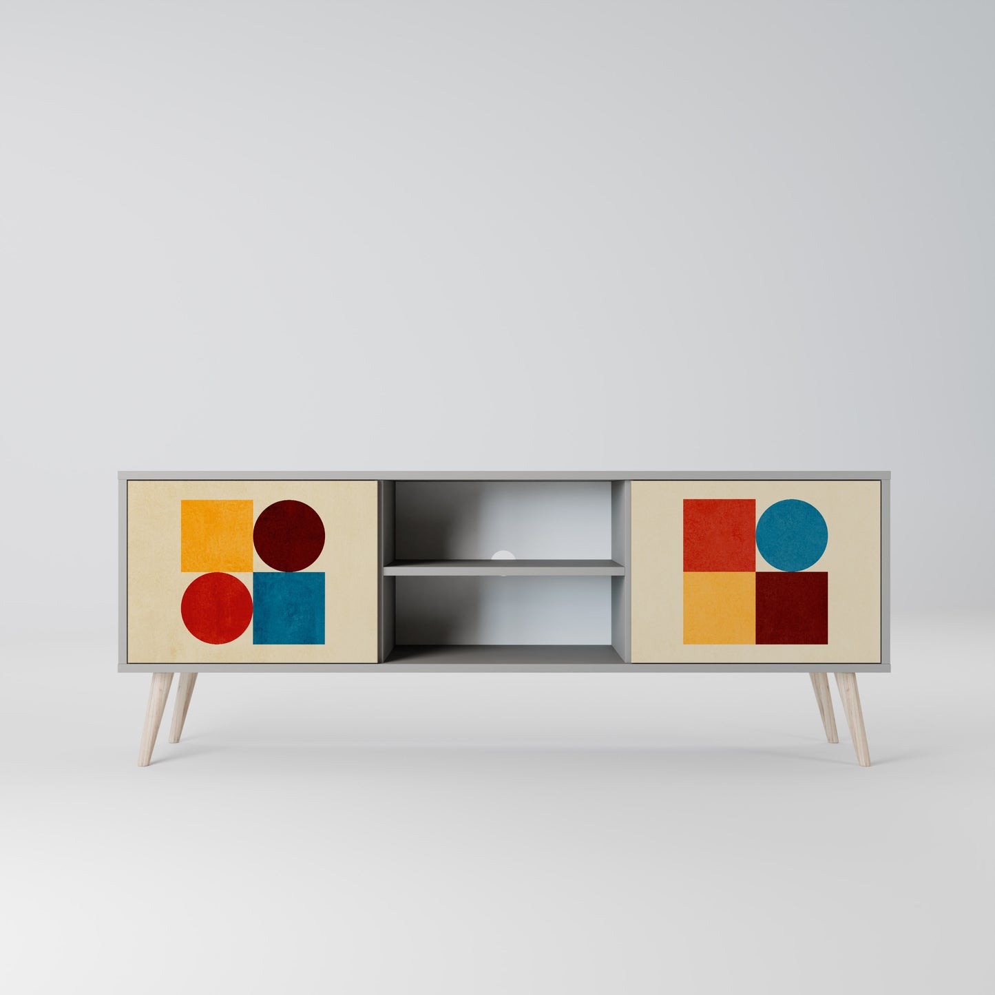 GEOMETRIC PUZZLE 2-dörrars TV-ställ i grå finish